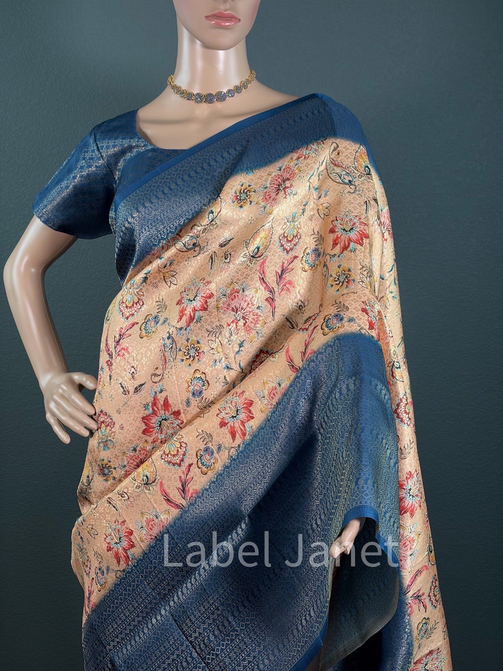 Beige Soft Silk Saree with Stitched Blouse (36" - 42")