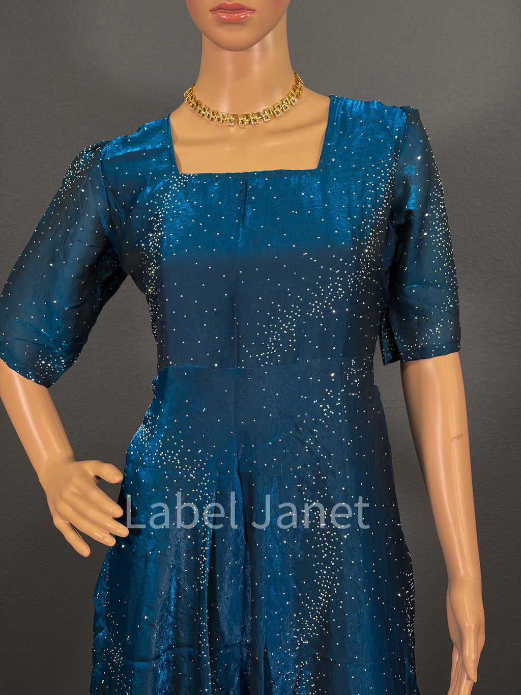 Mystic Teal Shimmer - Long Gown for women (M up to L)
