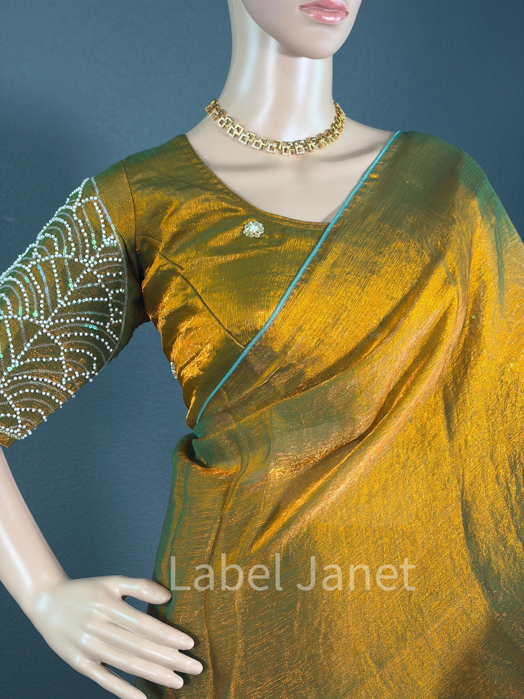 Mustard Mist Pearl - Plain space silk saree