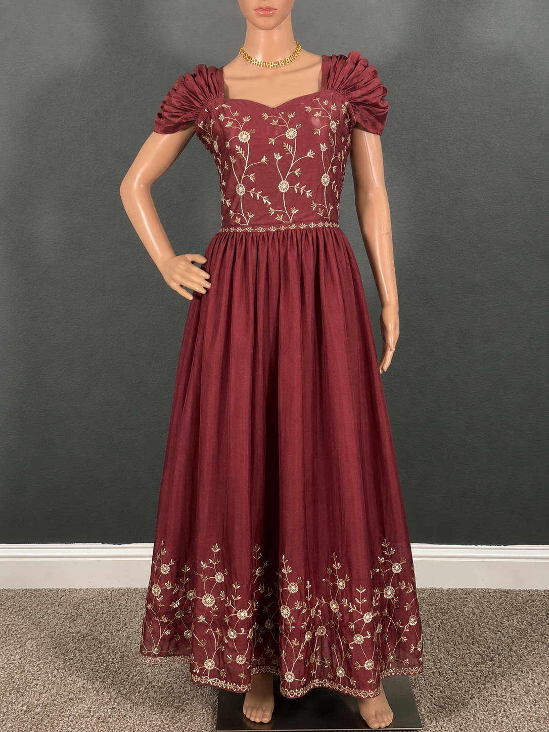 Rosewood Royalty - Peach Satin Maxi (L up to XL)