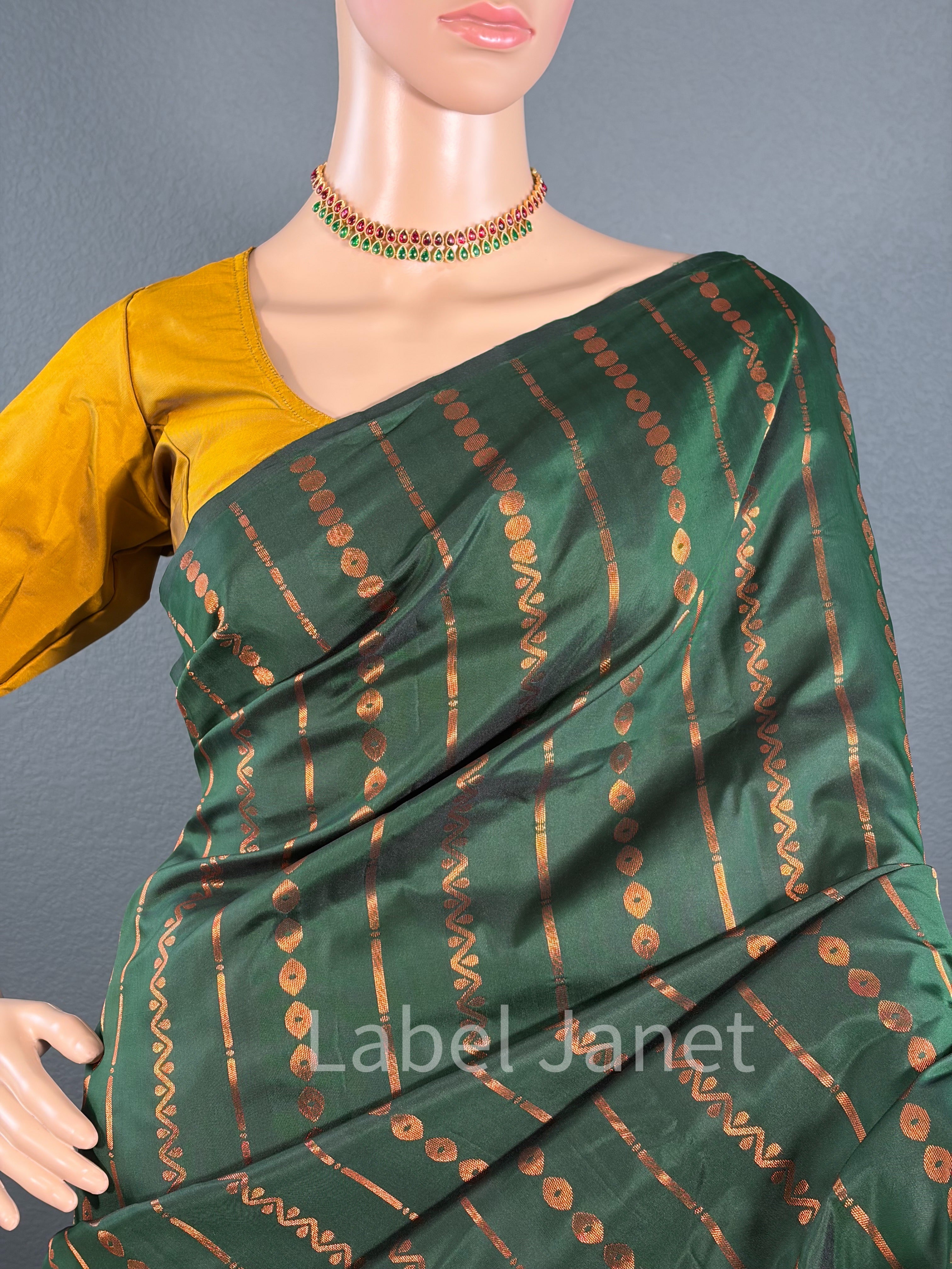 Green Kanjipuram soft silk saree with stitched Blouse | Traditional Wear | Pattu  | Indian Saree