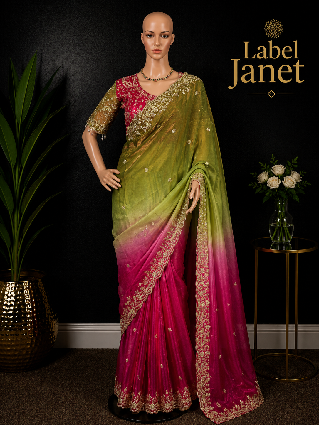 Madhura Mayil - Dual Shaded Shimmer Tissue Saree with blouse
