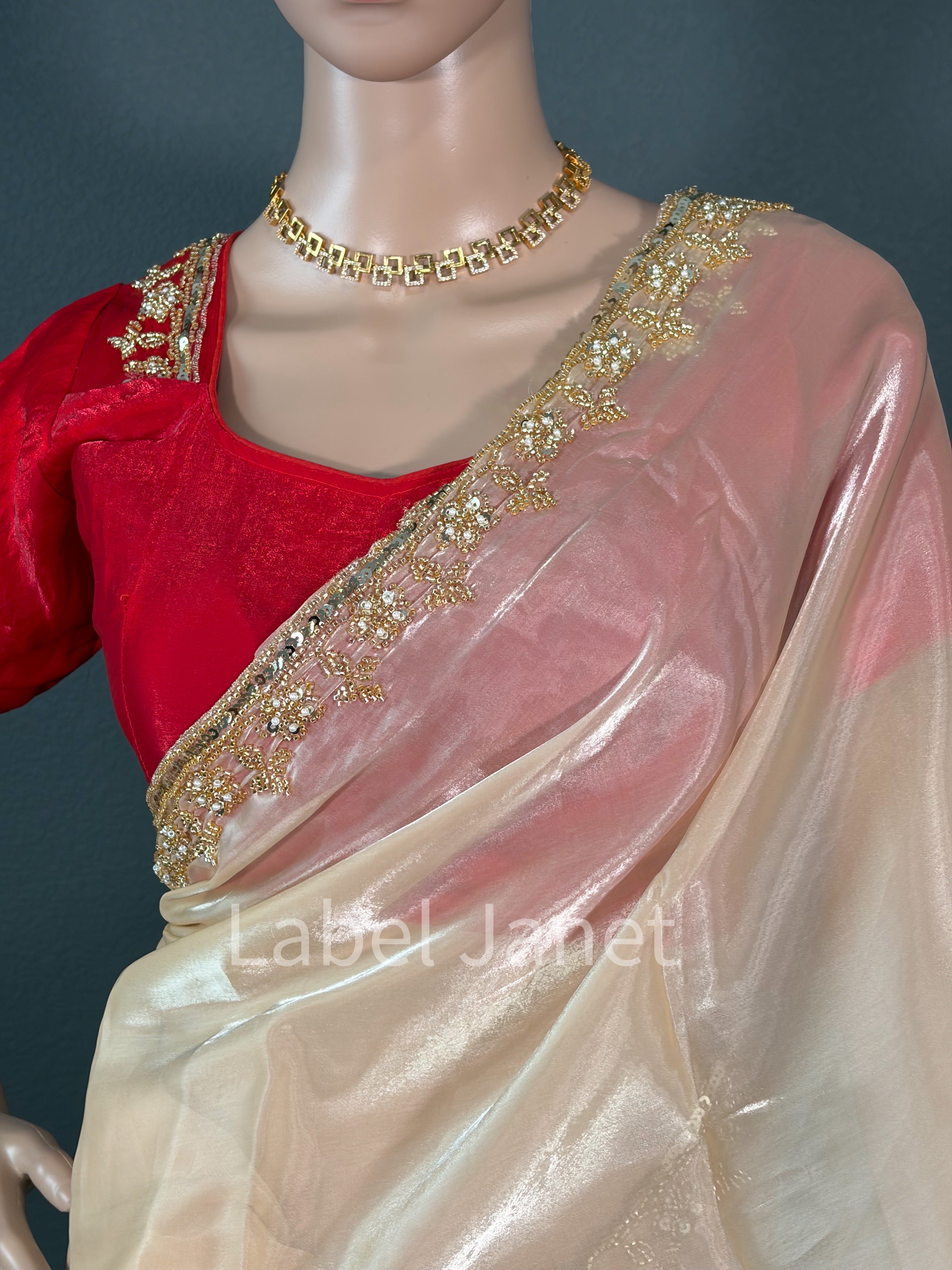 Creamy Luxy - Designer Jimmy Choo Saree