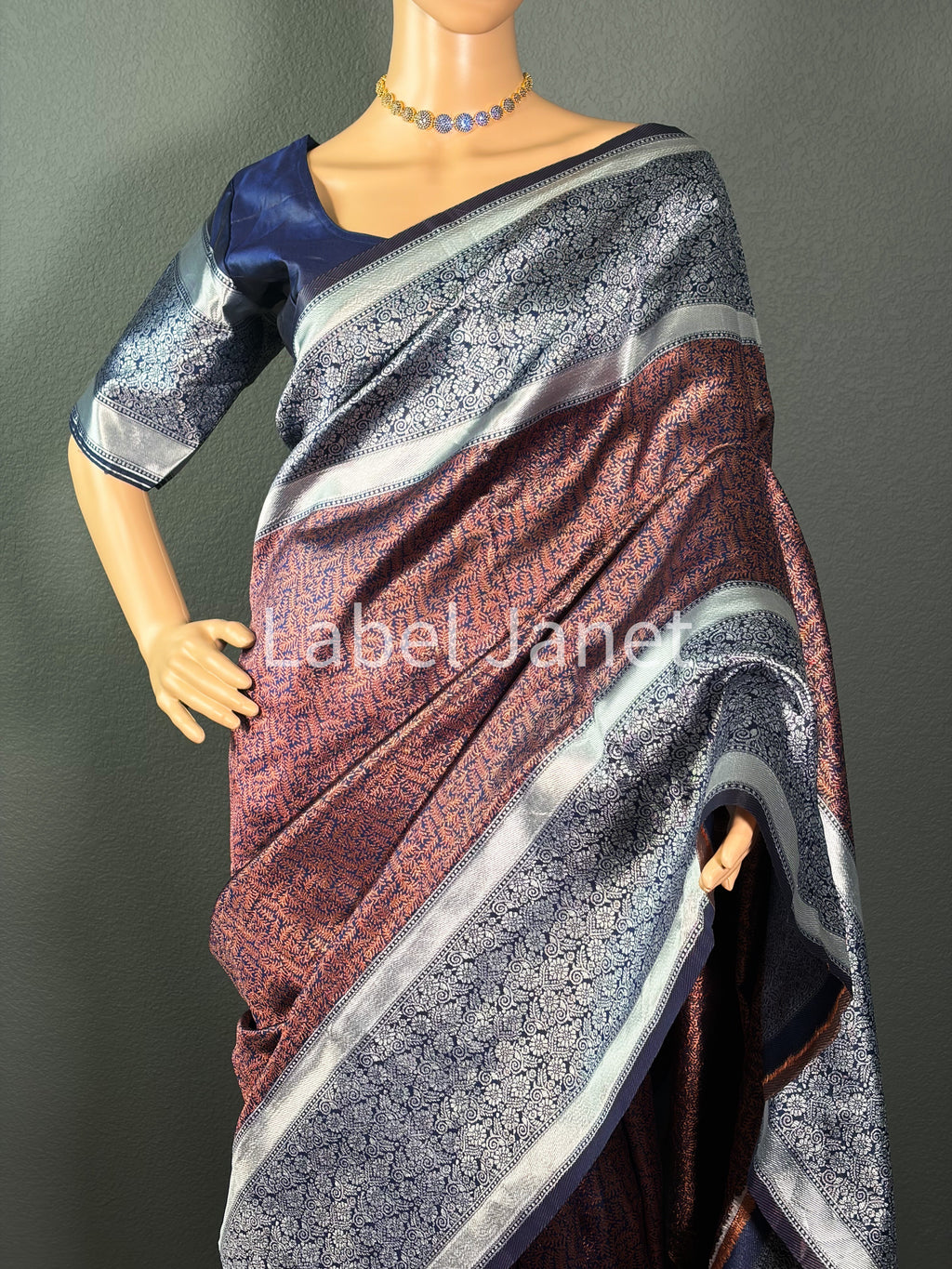 Ink Blue Glam Attack - Banarasi silk saree