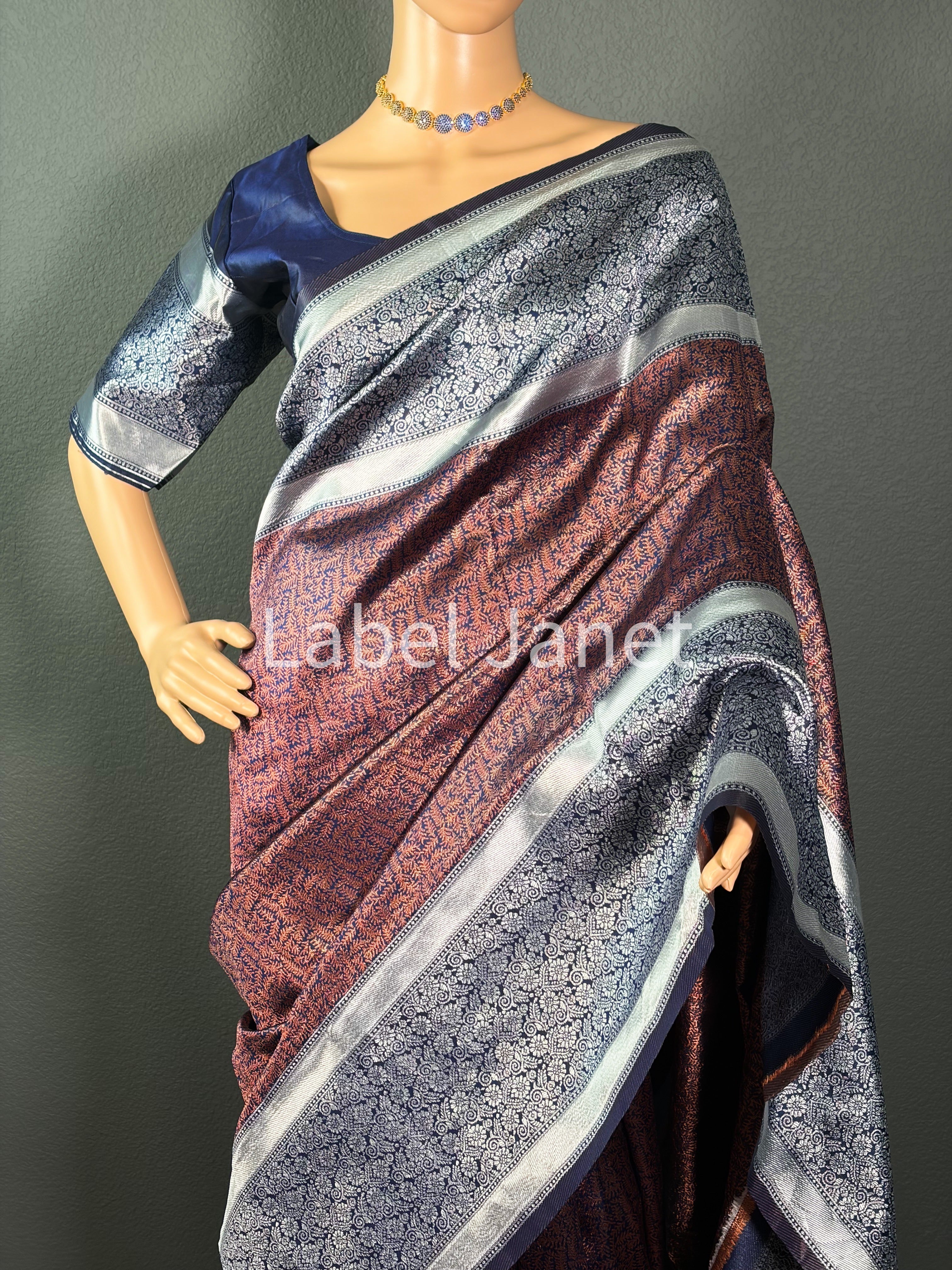 Banarasi Soft Silk Saree with Stitched Blouse | Alterable (36" - 42")