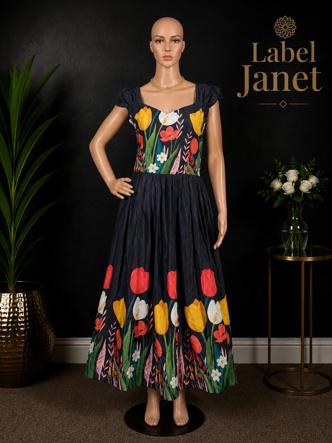 Tulip Love - Puff Sleeve Maxi Dress for Women (L up to XL)