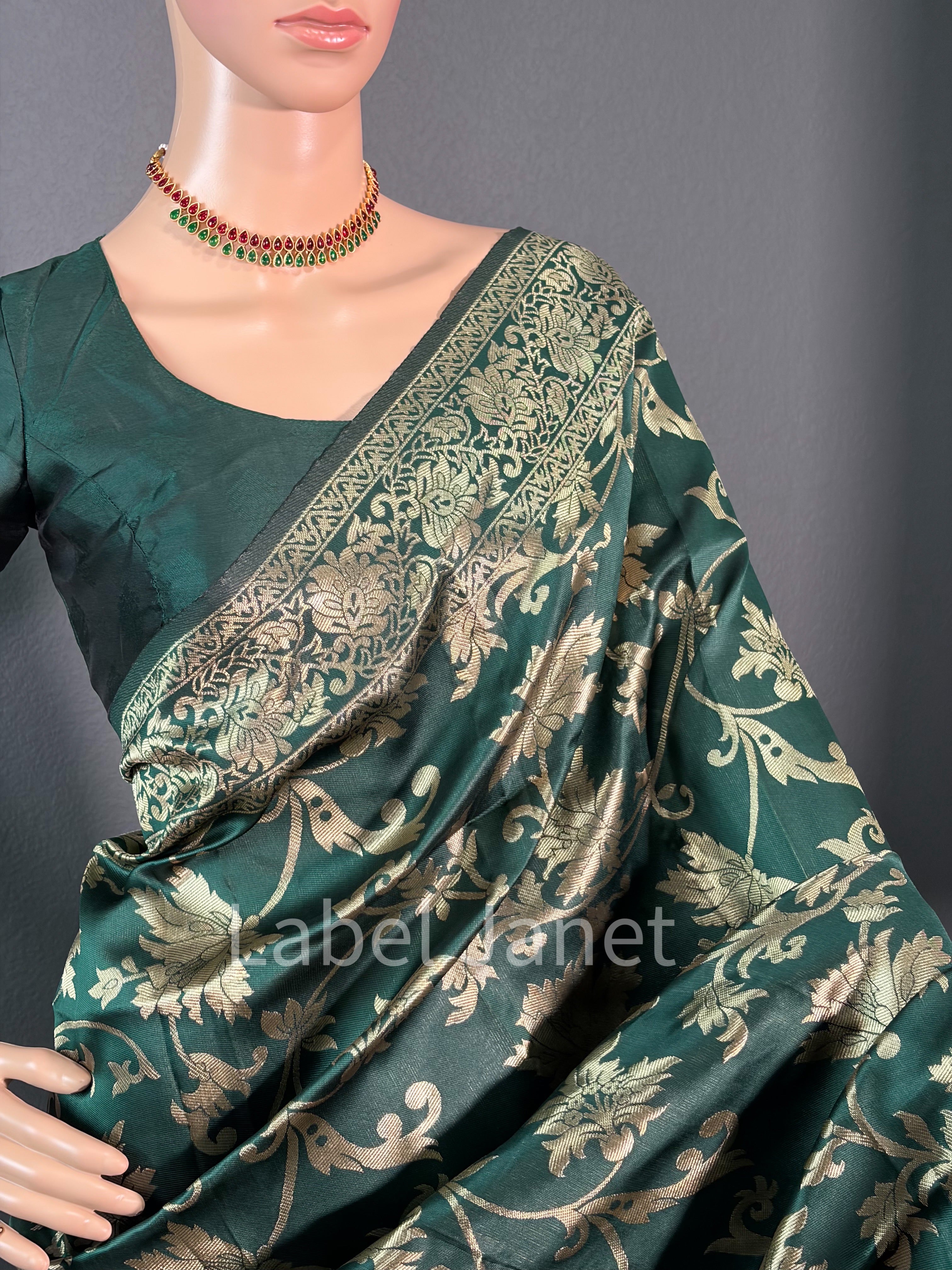 Royal Leaf - Green Banarasi Saree