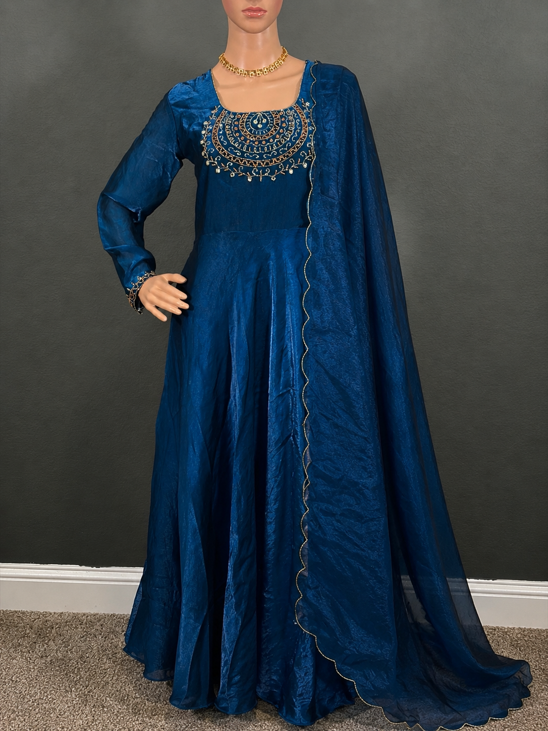 Neeraja - Teal Blue Anarkali Gown for women (M up to L)