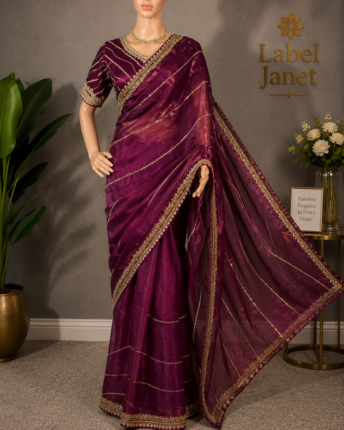 Plum Glam - Purple Designer Saree