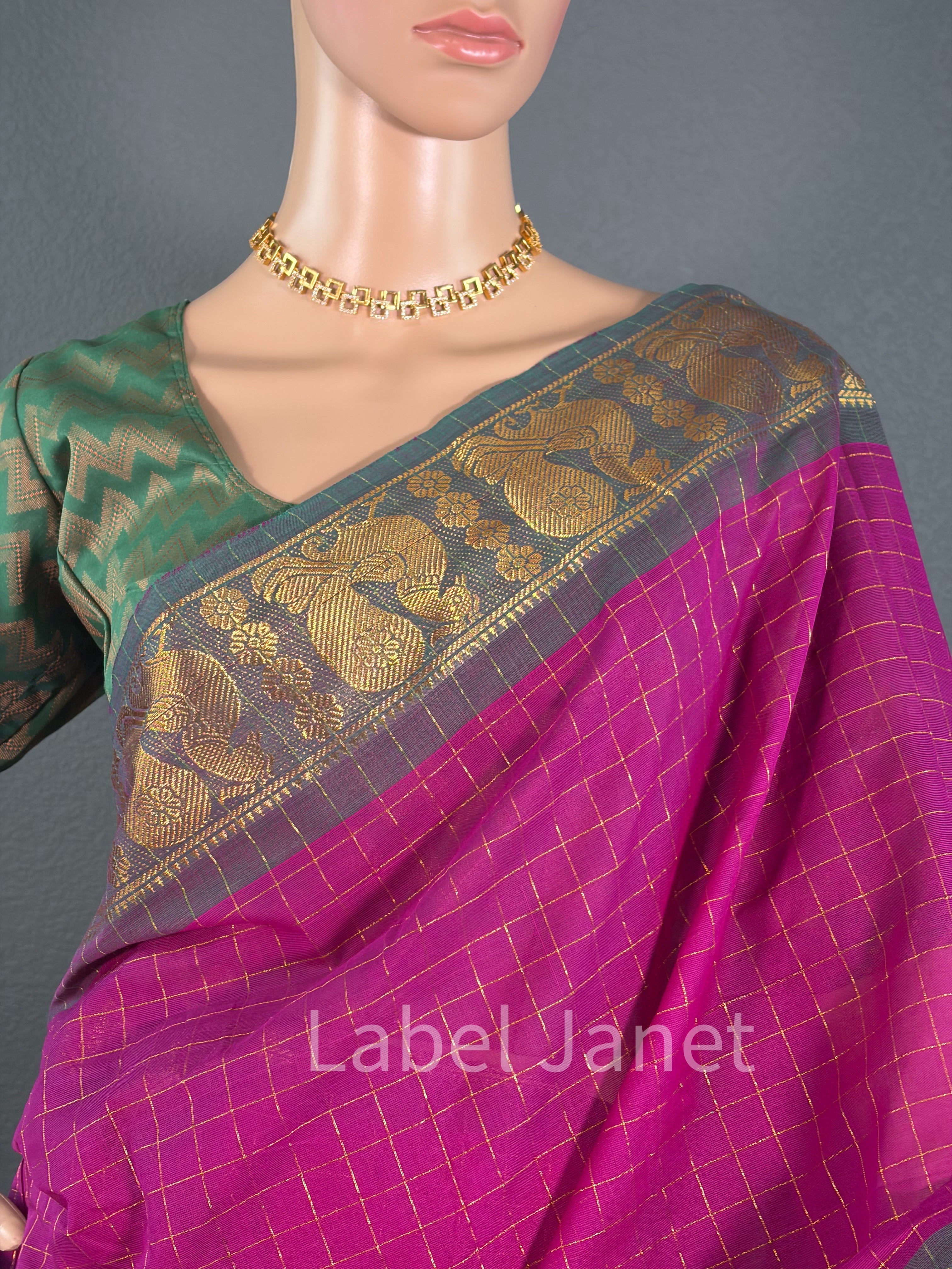 Cool Cotton Diva - Chettinadu cotton saree with blouse