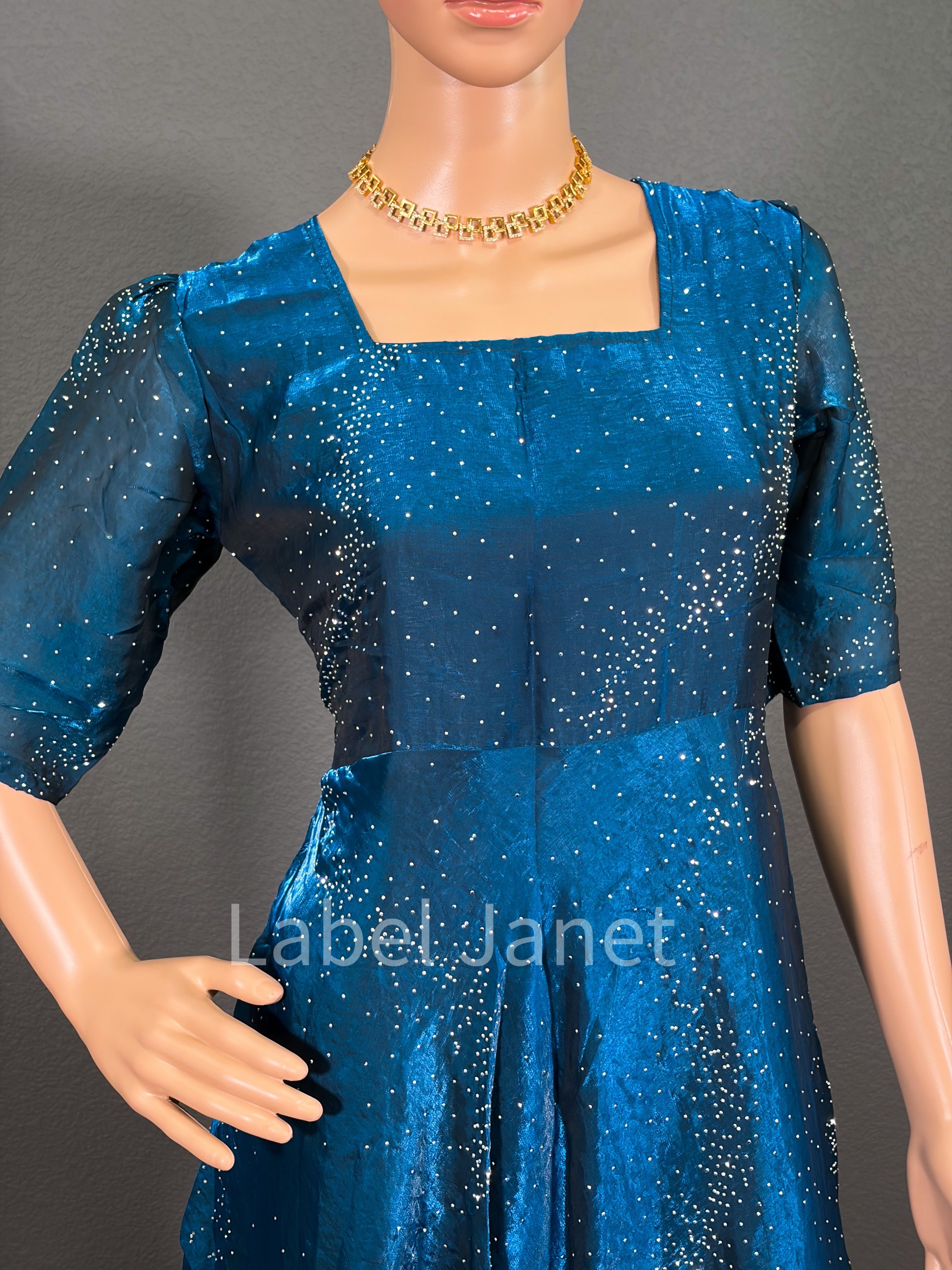 Mystic Teal Shimmer - Long Gown for women (M up to L)