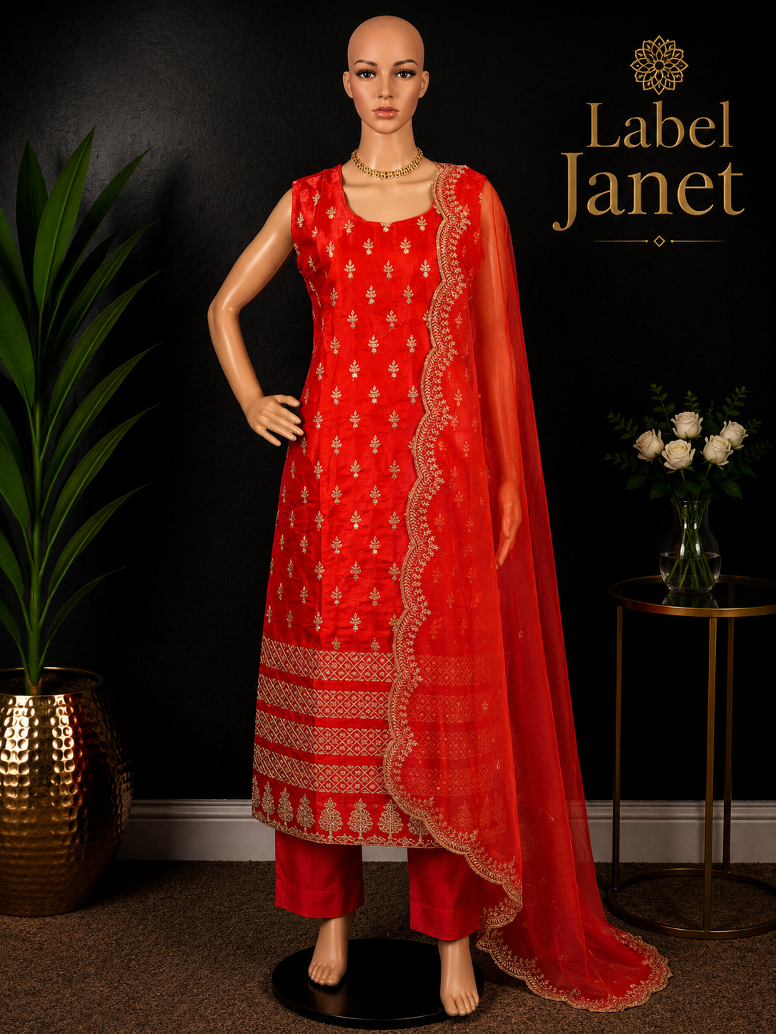 Orange Mittai - Sleeveless Salwar Kameez for women ( L up to XL)