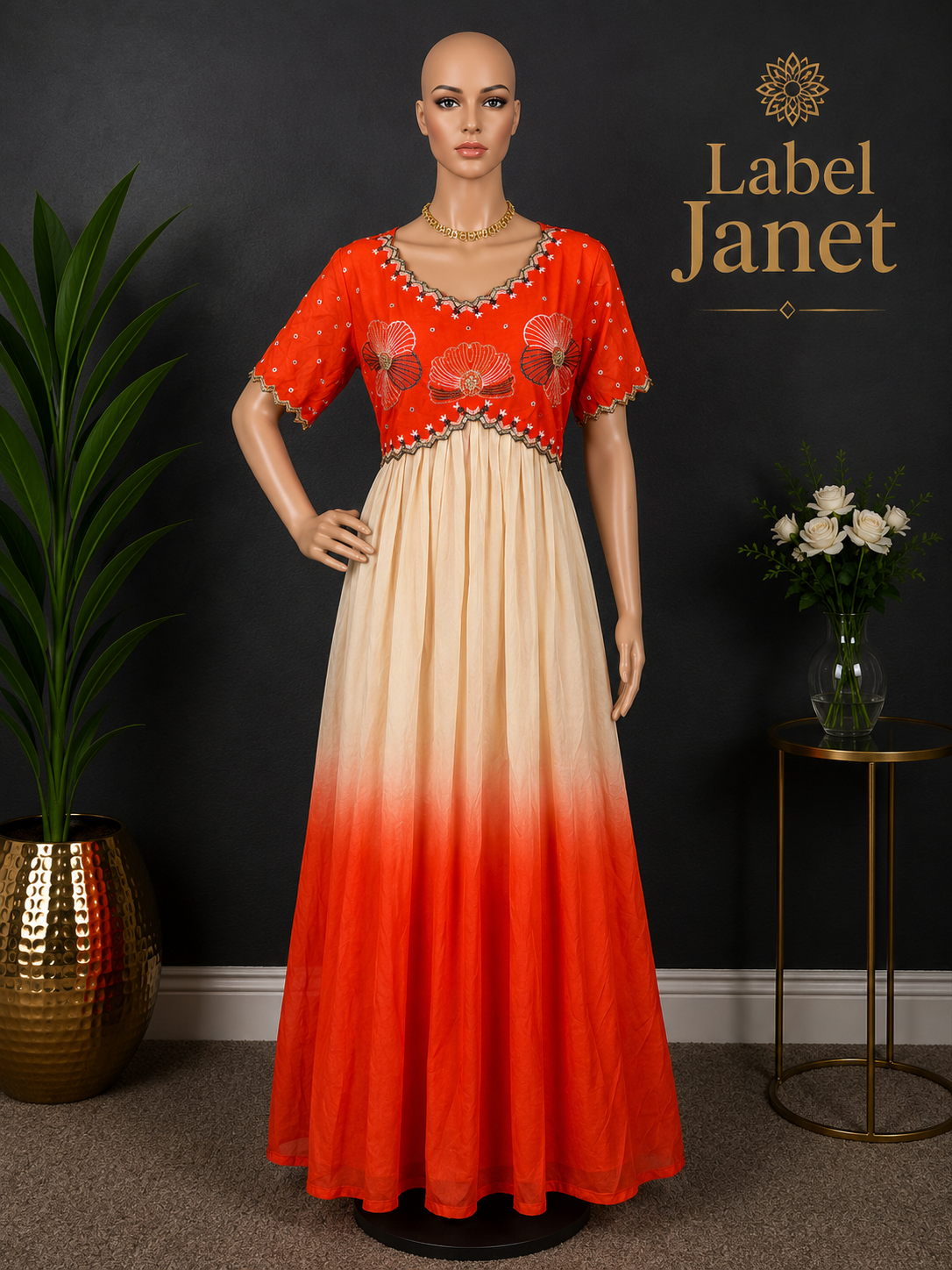Tropical Sunset - Dual Shaded Maxi Dress (L - XL)
