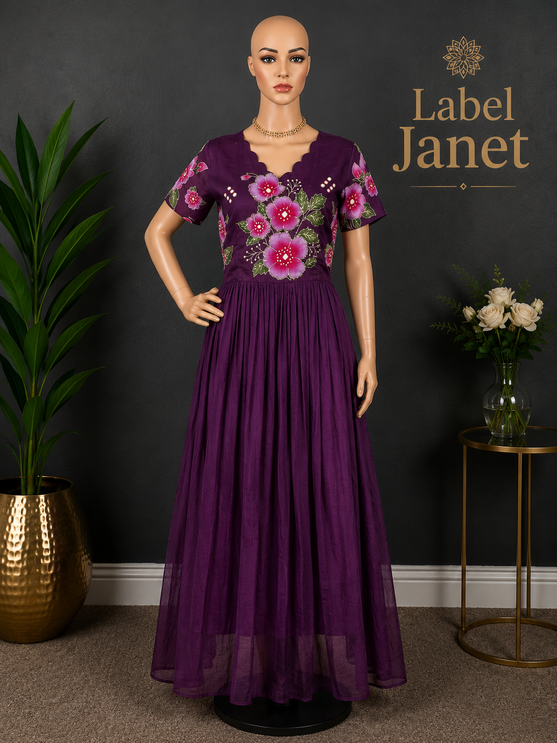 Plum Petal Princess - Cotton Maxi for Women( M- L)