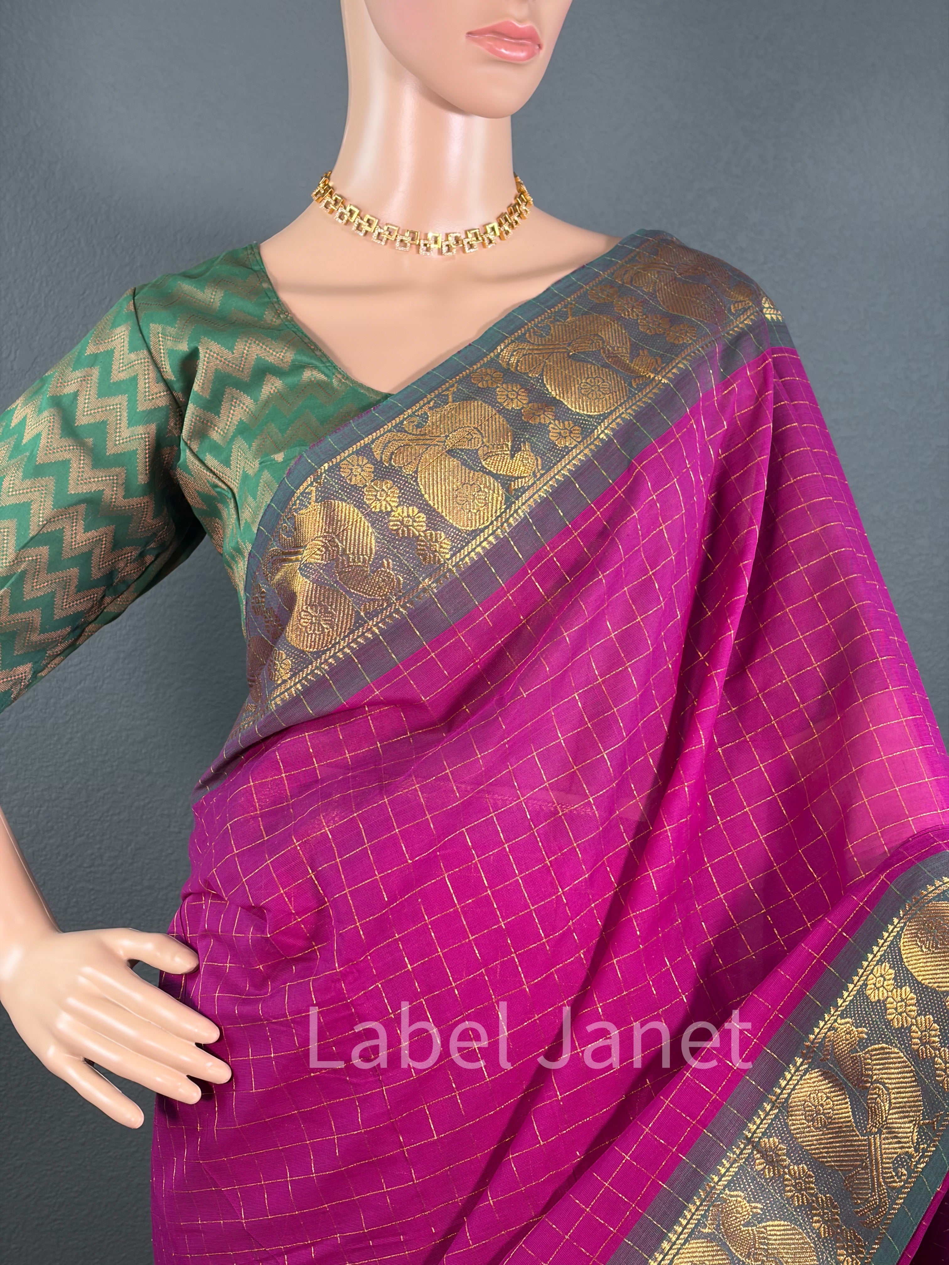 Cool Cotton Diva - Chettinadu cotton saree with blouse