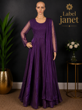 Royal Amethyst shimmer- Long gown with Dhuppatta & Belt (M up to L)(L up to XL)