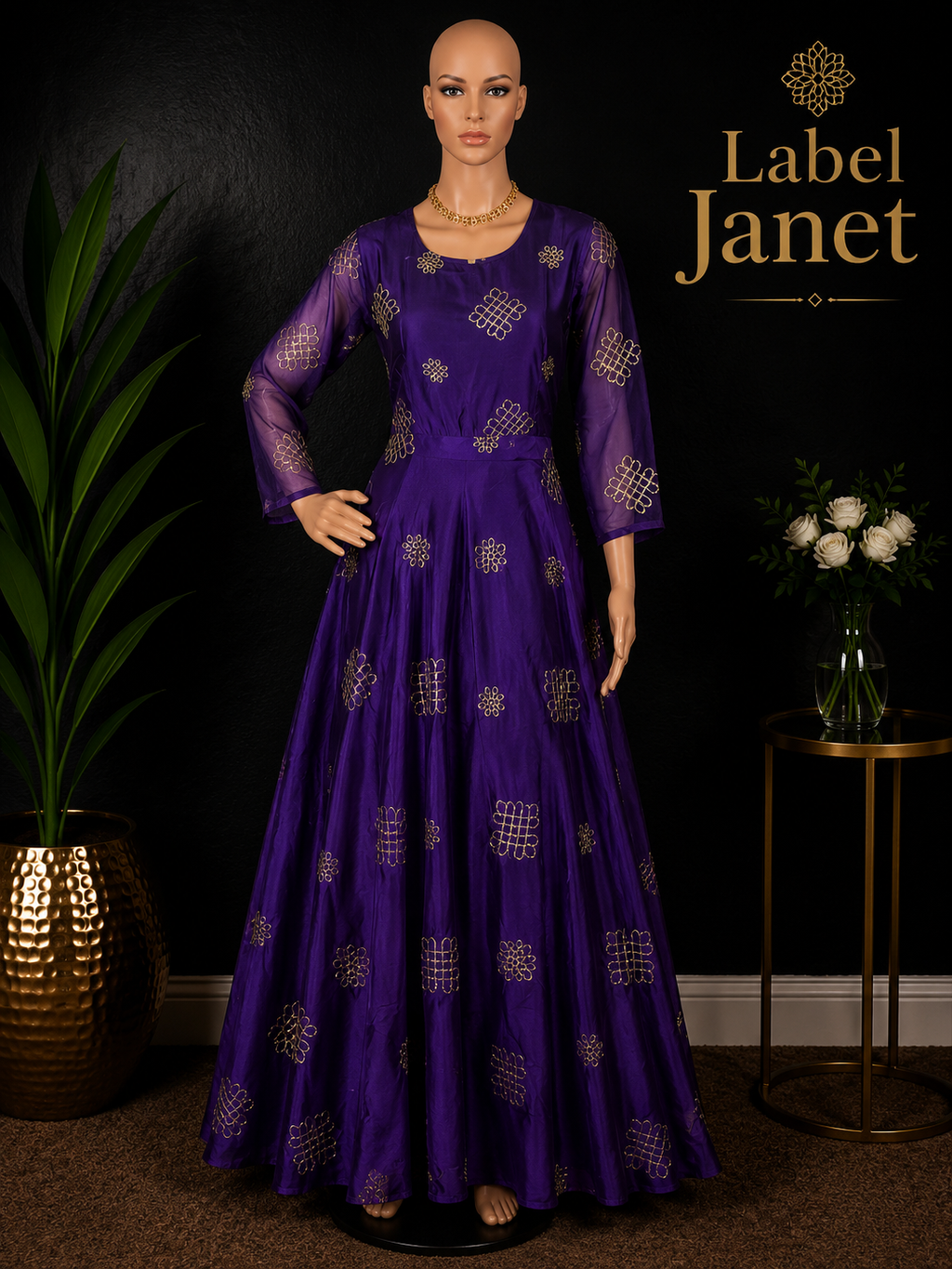 Purple Rangoli salwar - Anarkali gown for women(L up to XL)