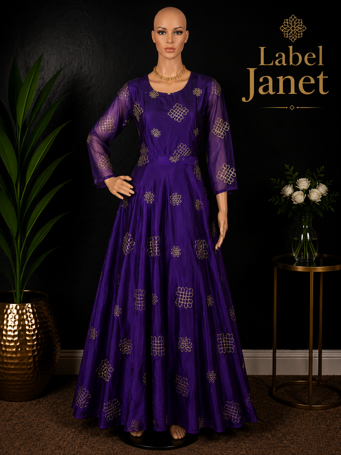 Purple Rangoli salwar - Anarkali gown for women(L up to XL)