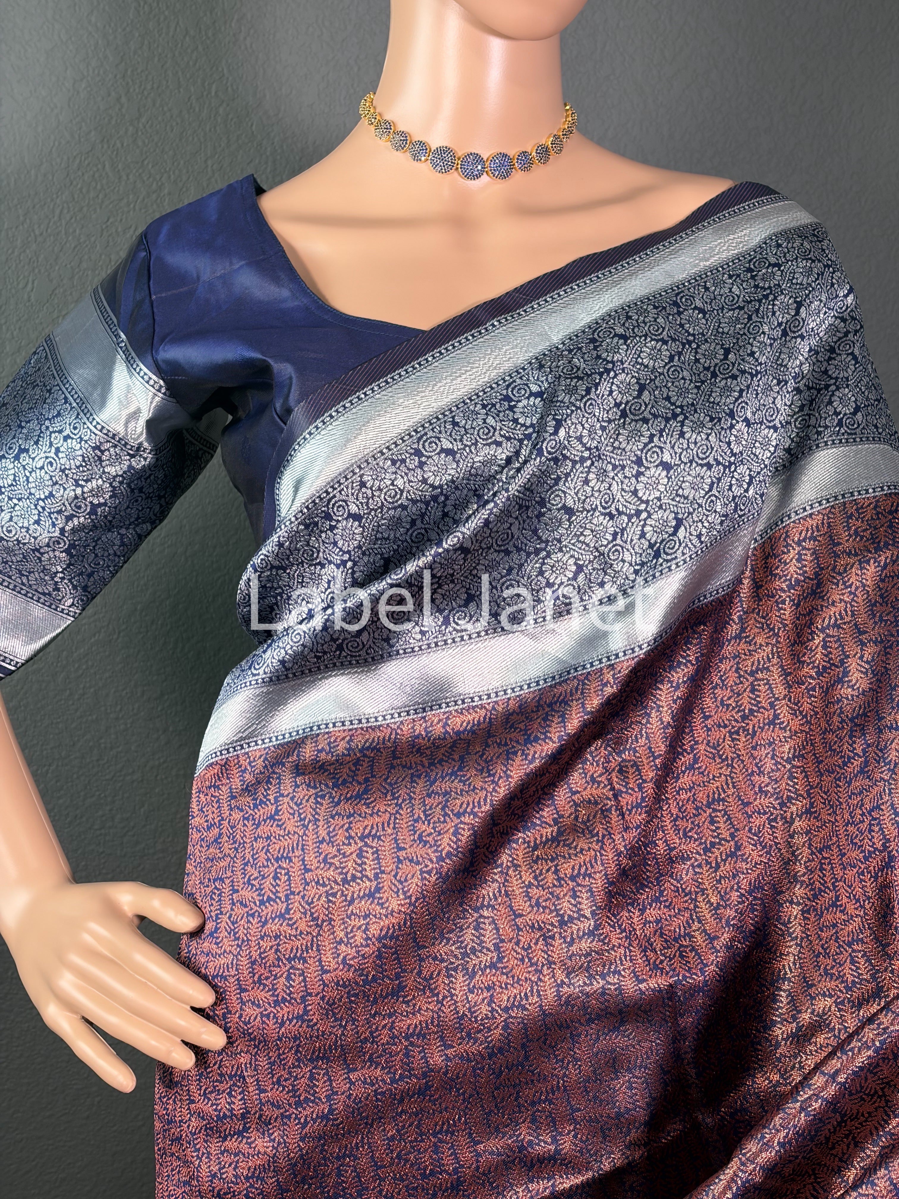 Banarasi Soft Silk Saree with Stitched Blouse | Alterable (36" - 42")