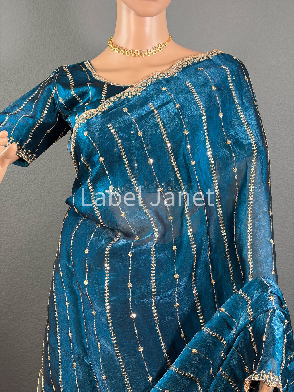Teal Mirage - Premium Space Silk saree