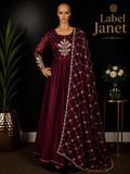 Ruby Rajkumari - Maroon Anarkali Gown with shawl for women (M up to L)