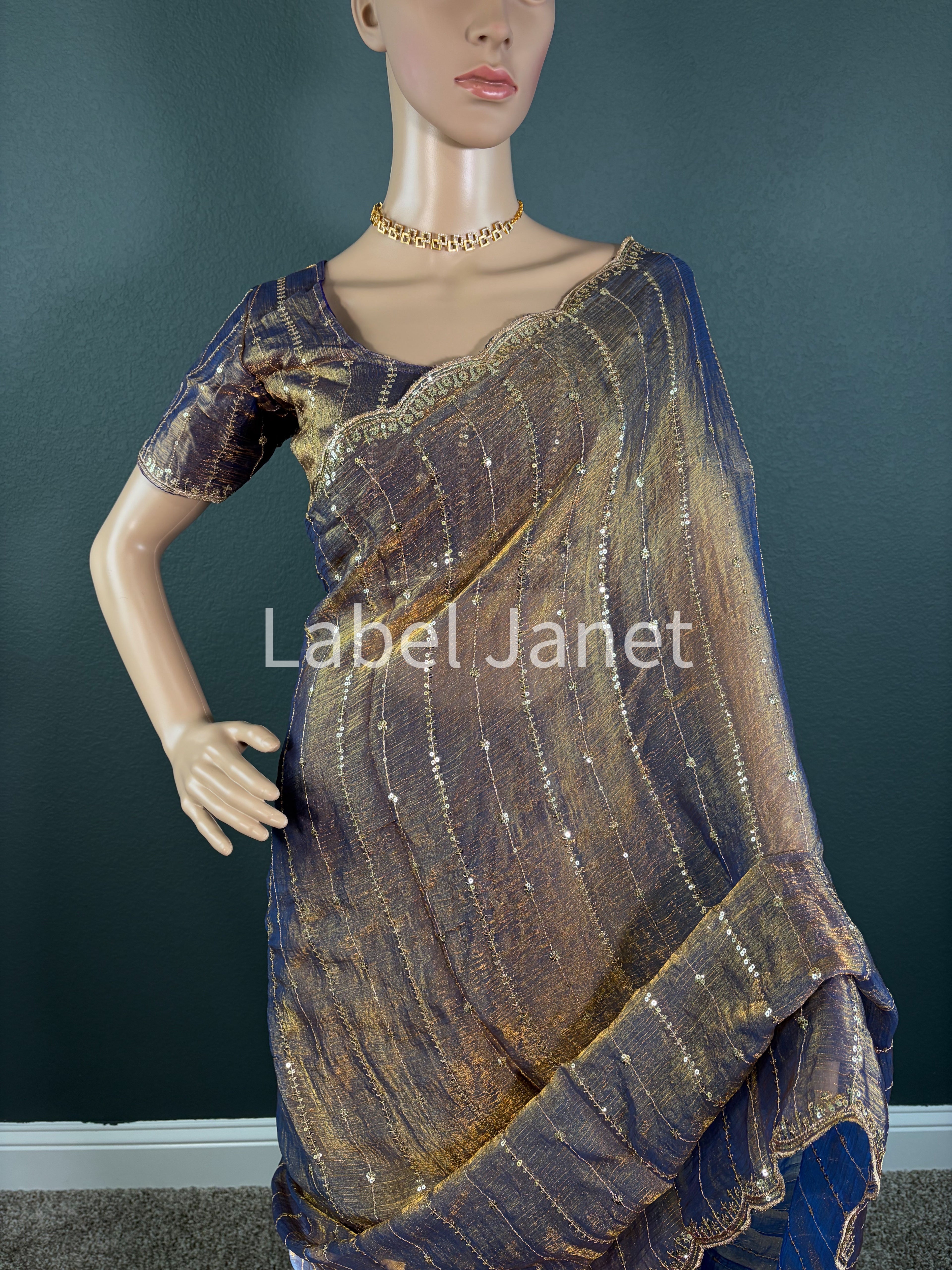 Silver Shadow - Grey Space Silk saree