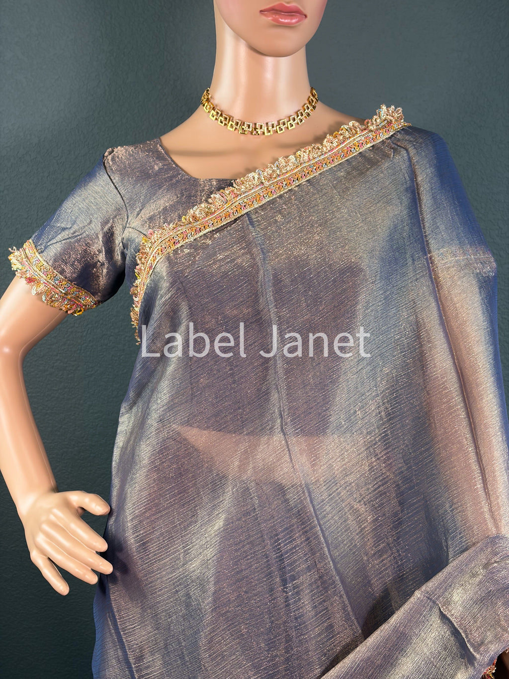 Grey Rainbow Glow - Plain space silk saree