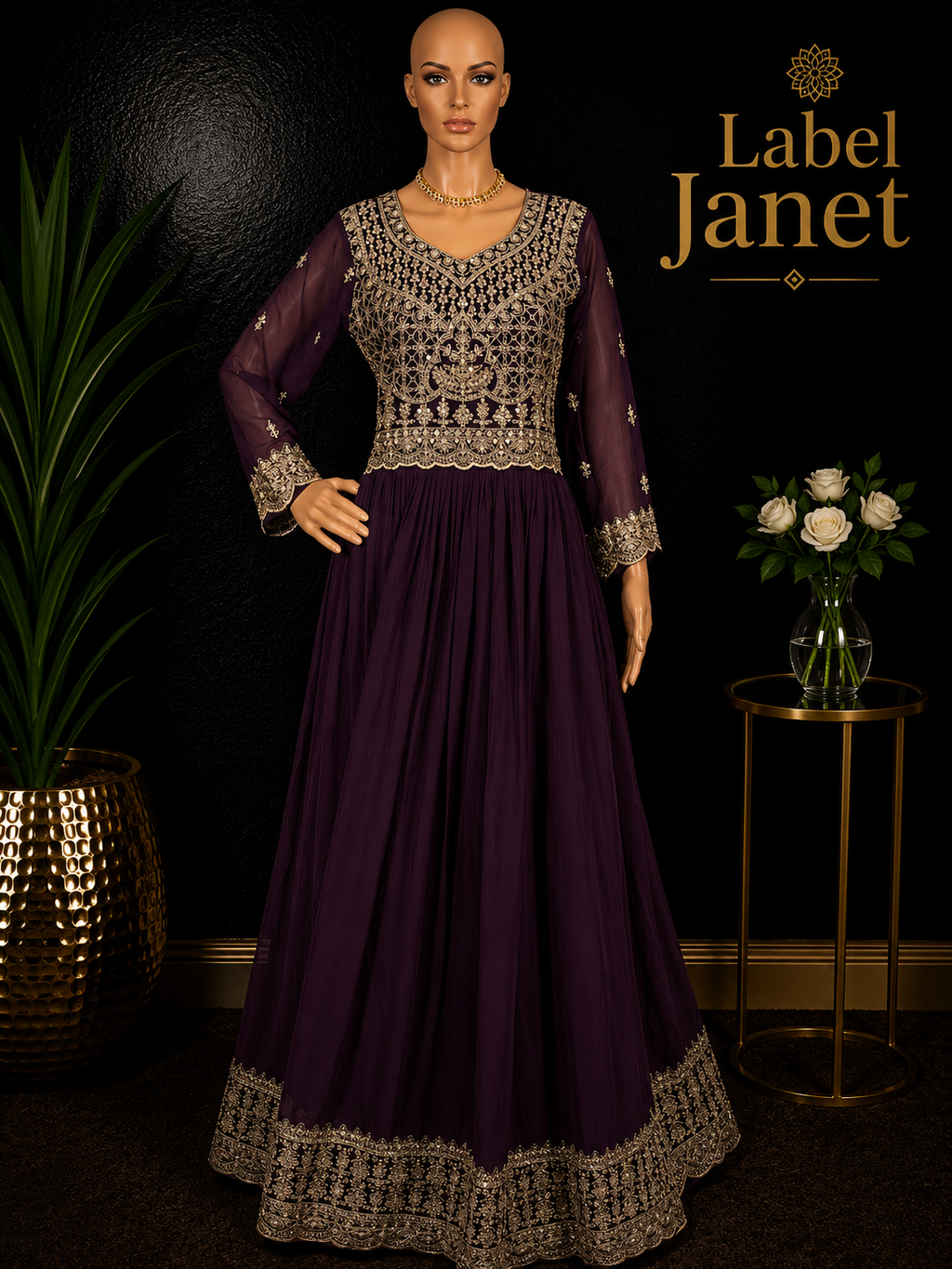 Aadhira - Purple Anarkali Gown for women,(M up to  L)(L up to XL)