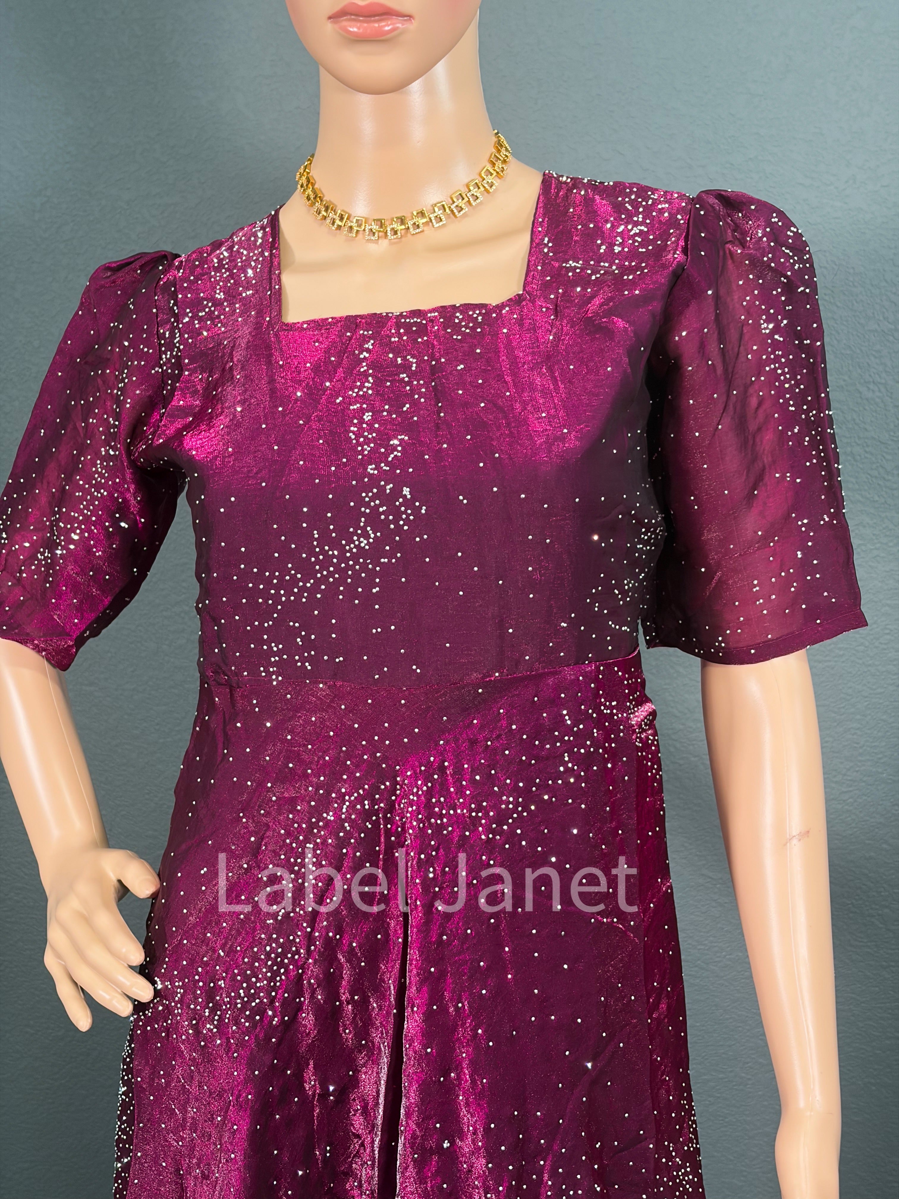 Sparkling Sangria - Maroon Long gown for women (M up to L)