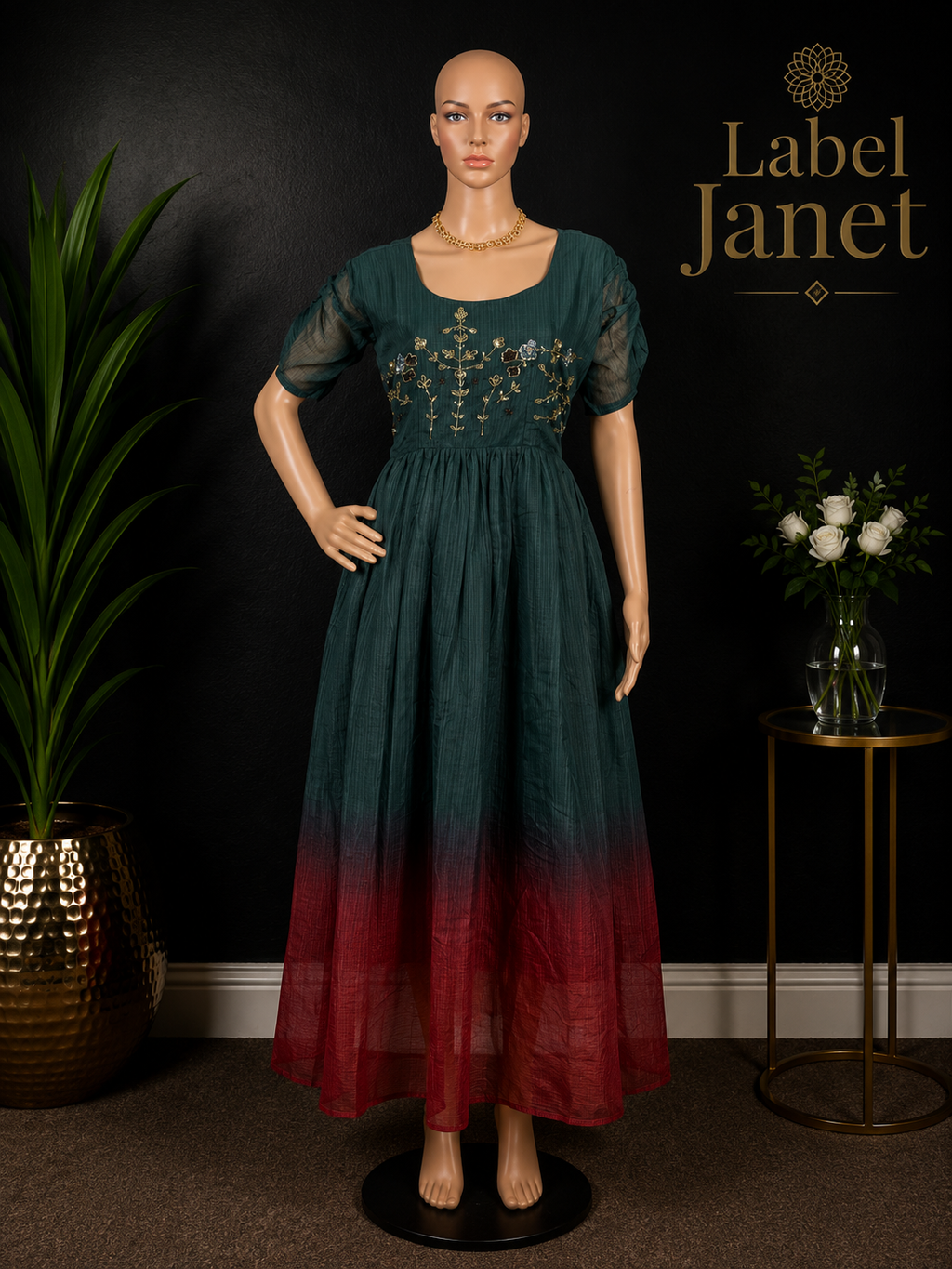 Desi Dazzle - Dual Shaded Maxi Dress for women (L up to XL)