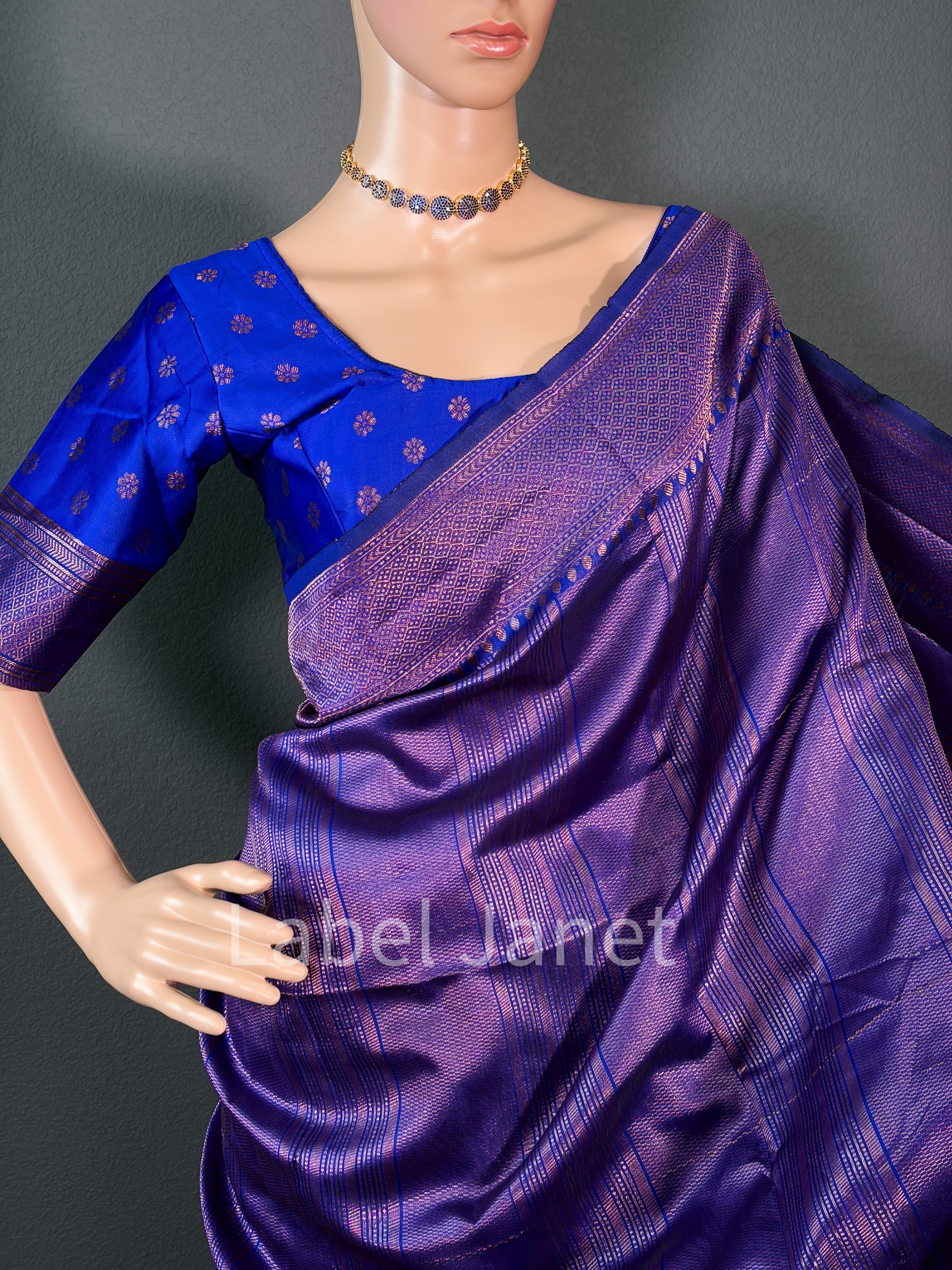 Kubera Soft Silk Saree with Stitched Blouse Alterable (36" - 42") | Easy wear | Traditional attire