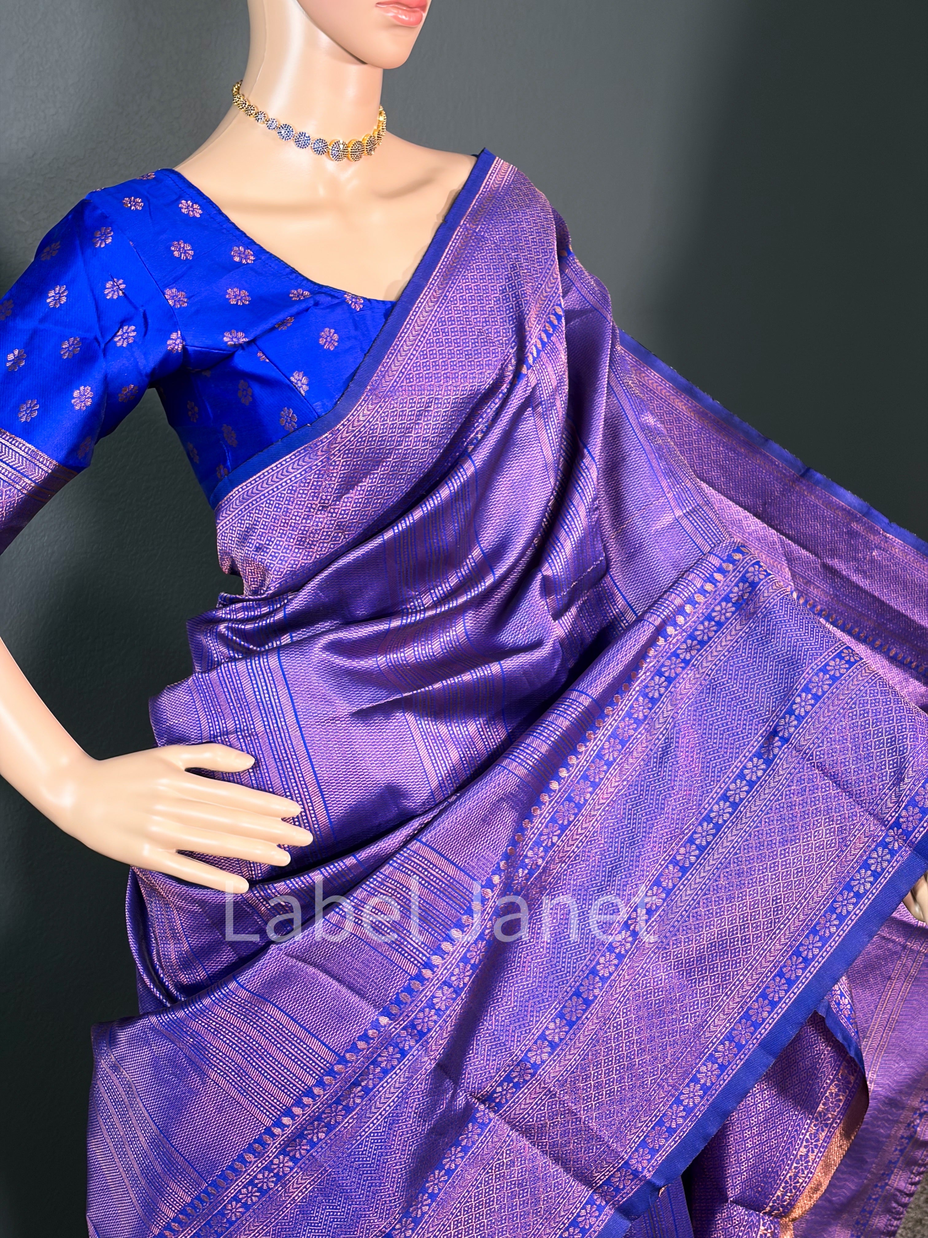 Kubera Soft Silk Saree with Stitched Blouse Alterable (36" - 42") | Easy wear | Traditional attire