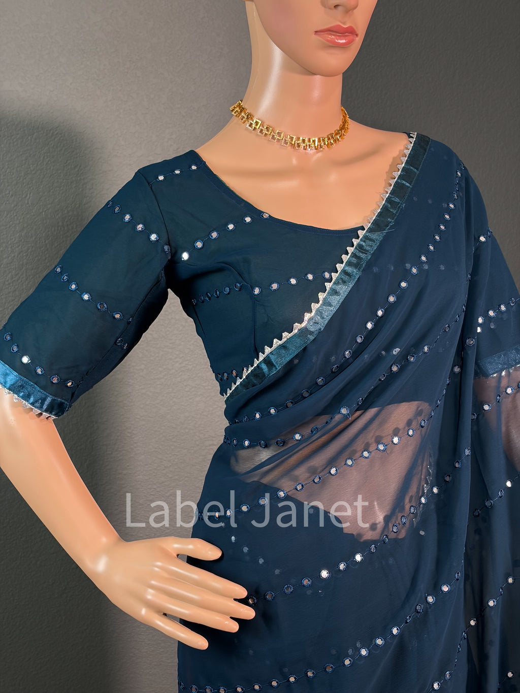 Blue Bombshell - Ruffle Georgette Saree