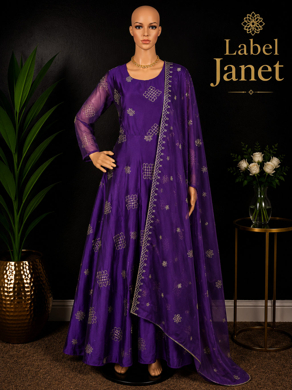 Purple Rangoli salwar - Anarkali gown for women(L up to XL)
