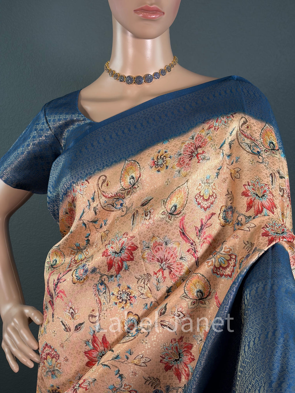 Beige Soft Silk Saree with Stitched Blouse (36" - 42")