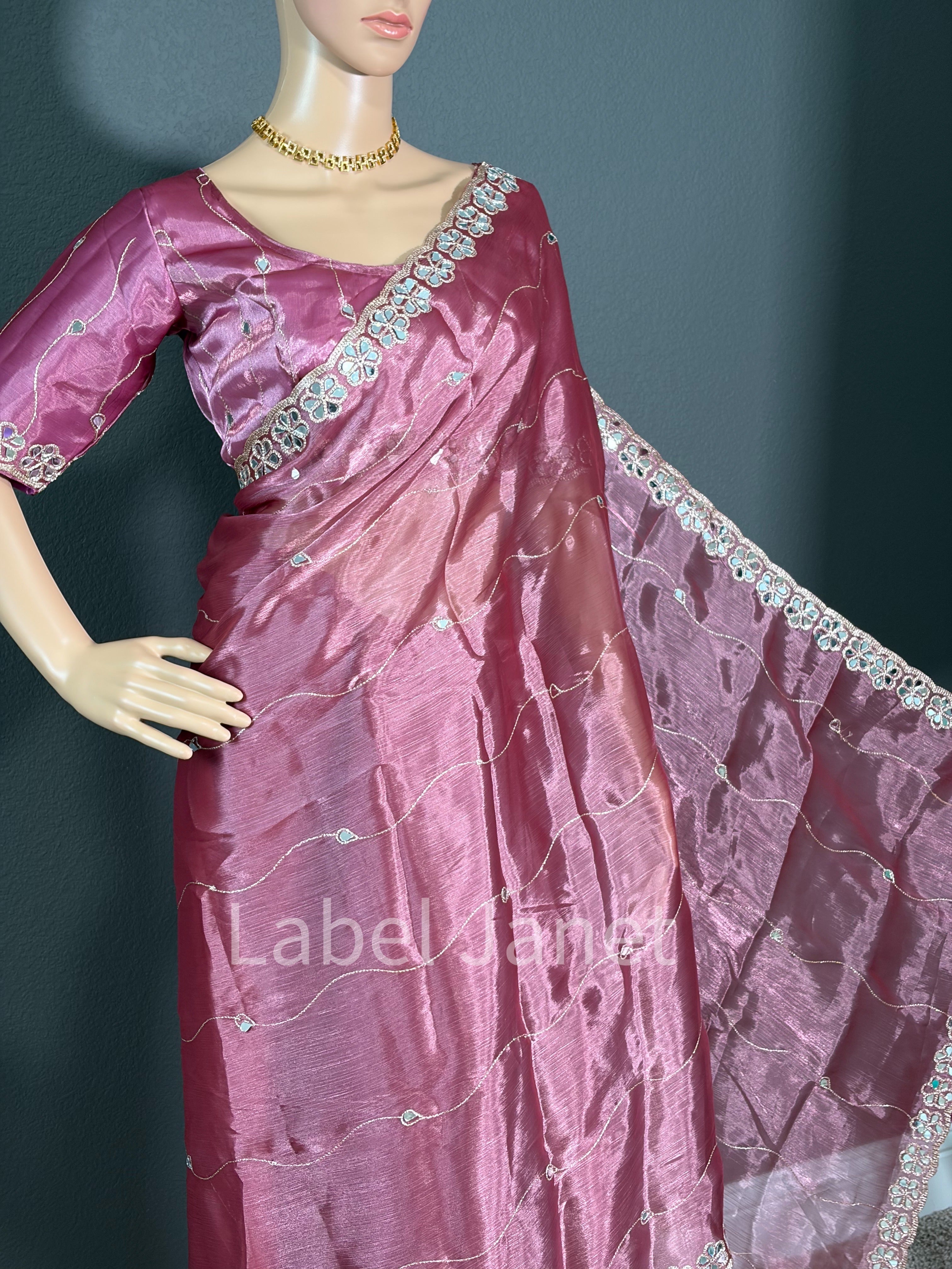Bubblegum blush - Pink Jimmy Choo saree with blouse