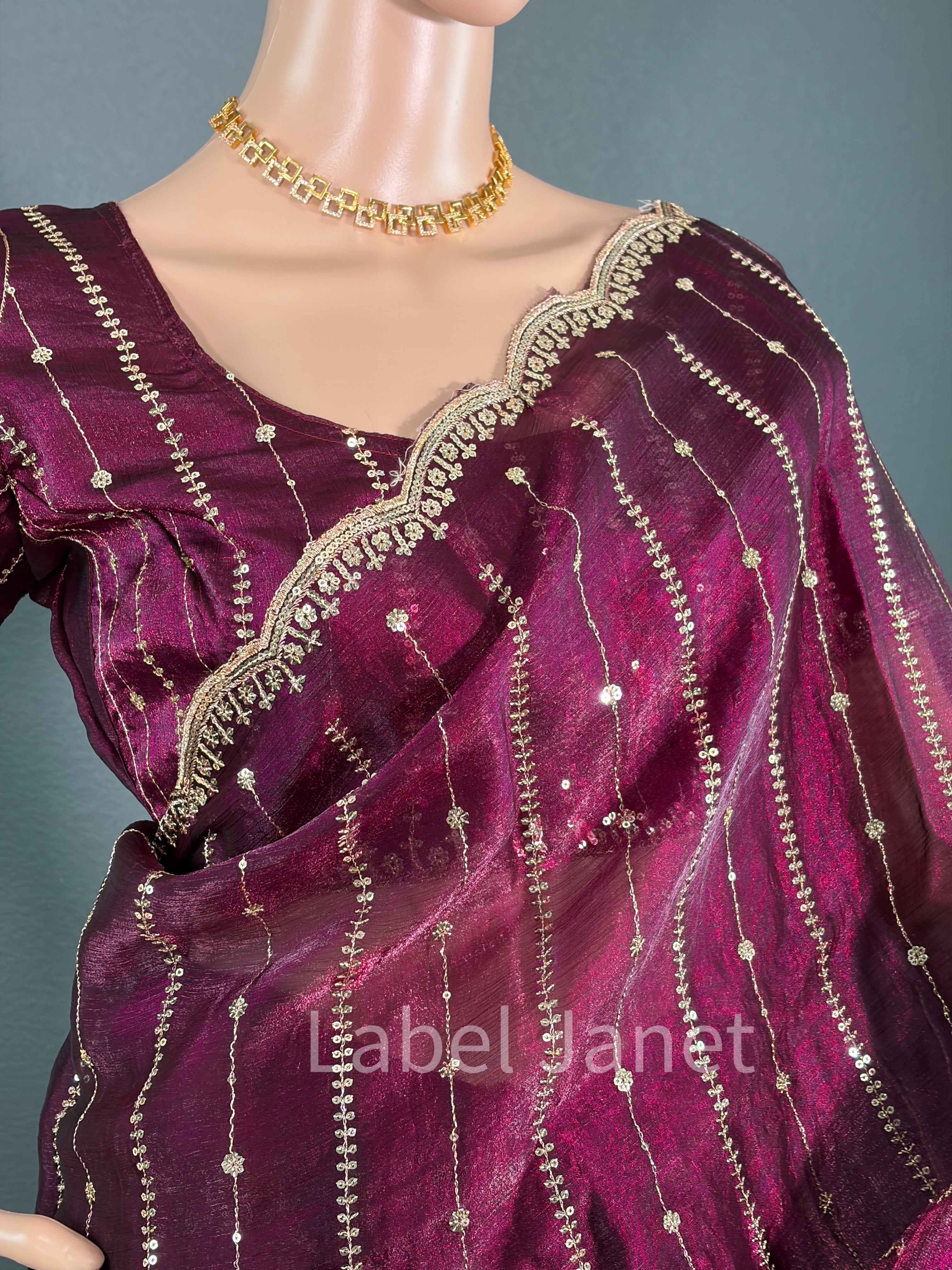 Maroon Moonlight - Premium space silk saree with blouse