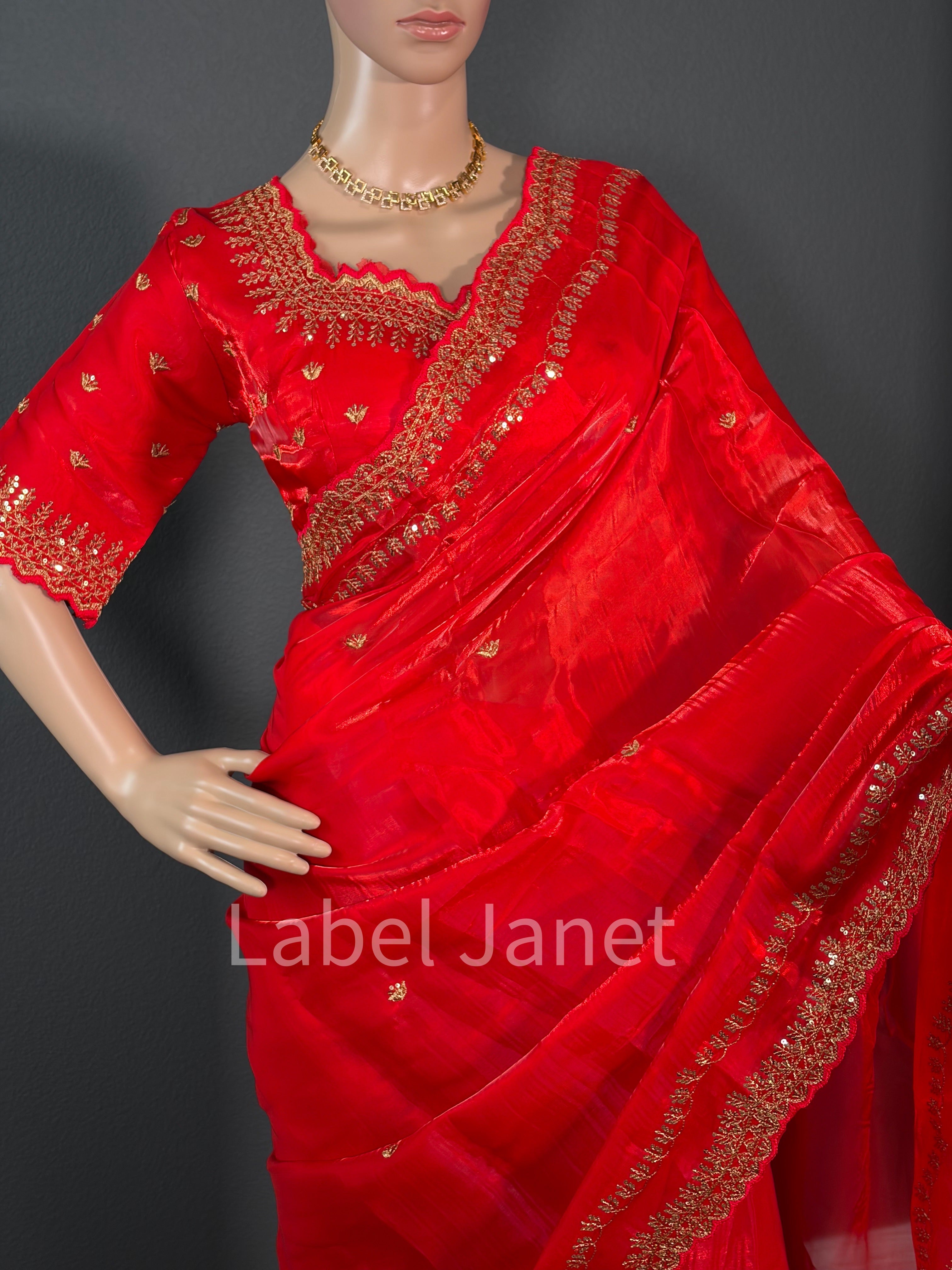 Red Romance - Designer Jimmy Choo saree