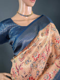 Beige Soft Silk Saree with Stitched Blouse (36" - 42")