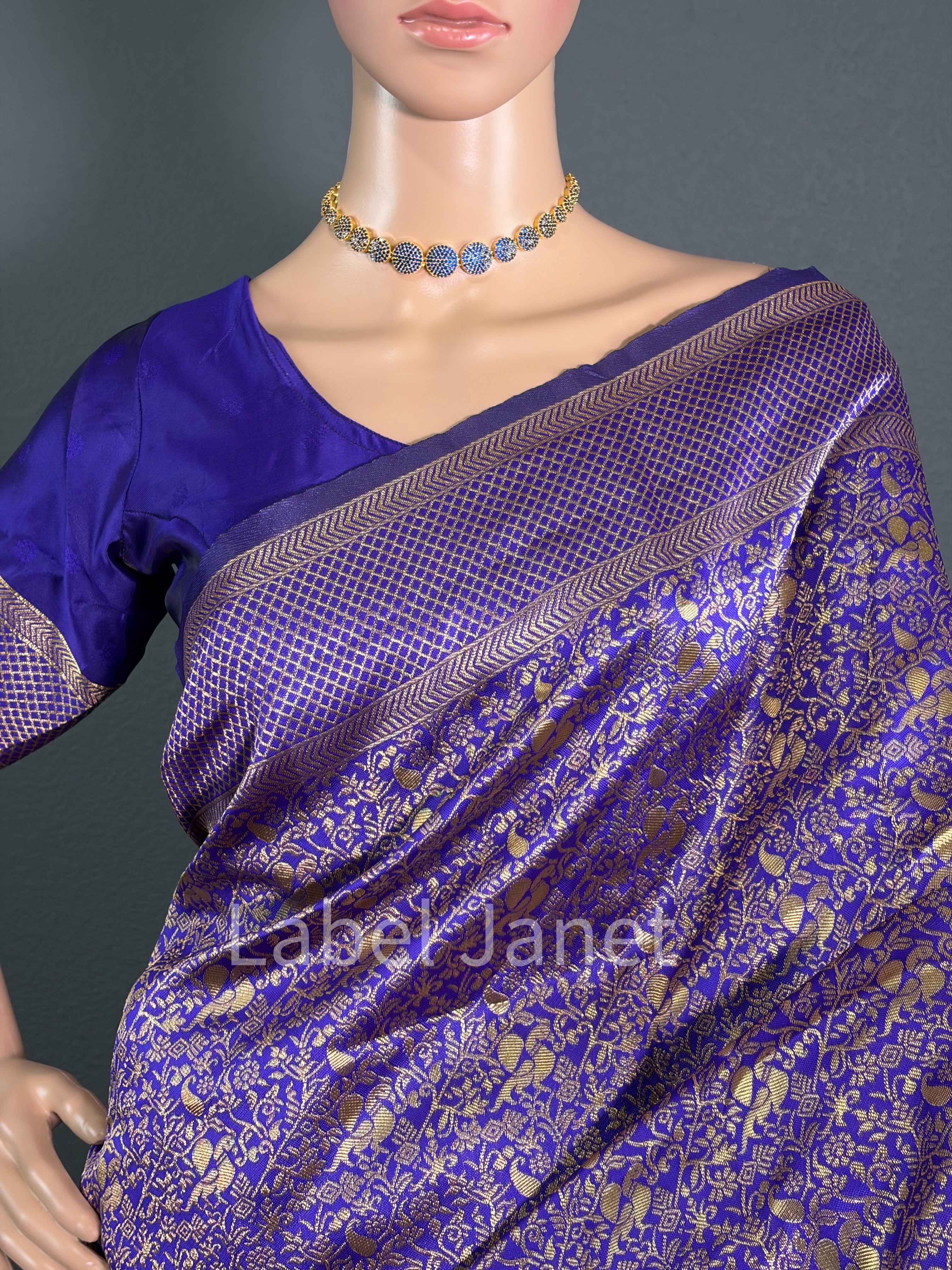 Ocean Crown - Blue Banarasi Saree