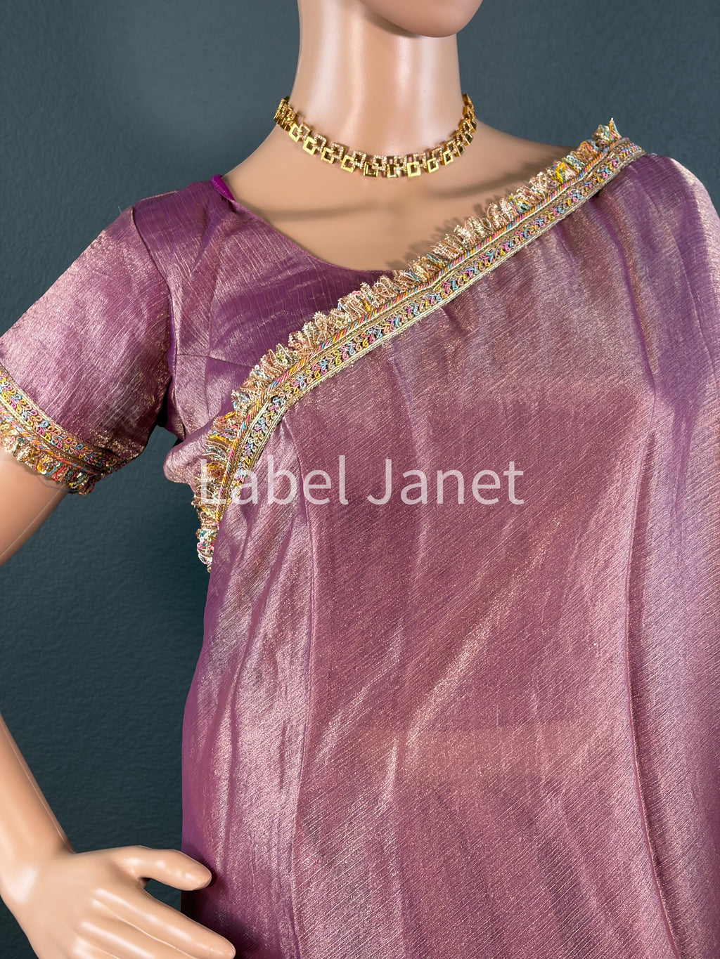 Pink Mist Party Saree - Plain space silk saree
