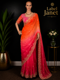 Coral Queen - Soft Shimmer Tissue Silk Saree with Blouse (34" - 44")