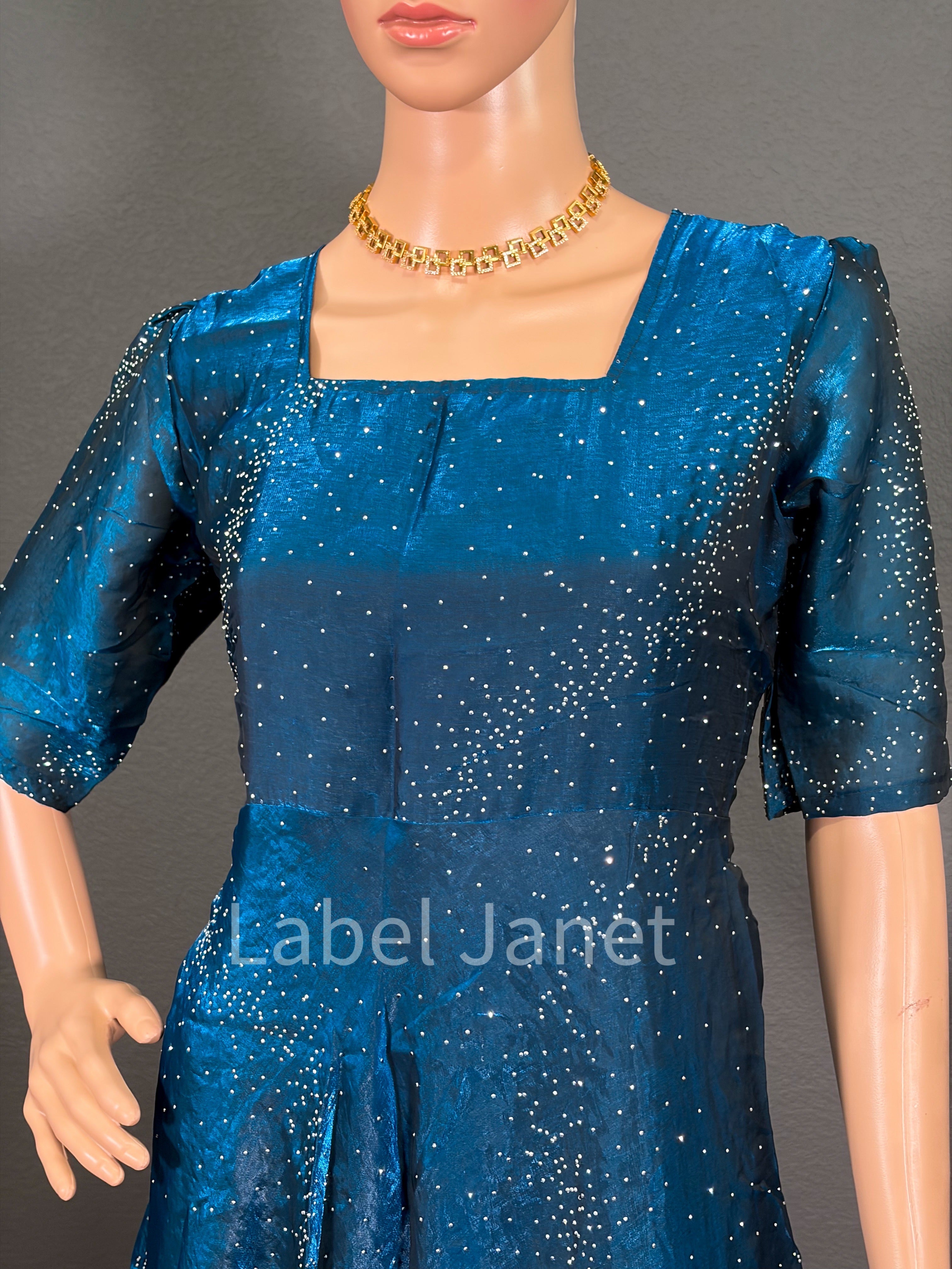 Mystic Teal Shimmer - Long Gown for women (M up to L)