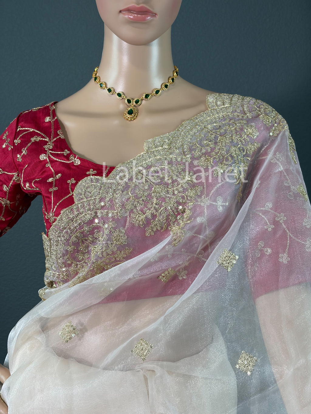 Maharani Mist - Party wear organza netted saree with blouse