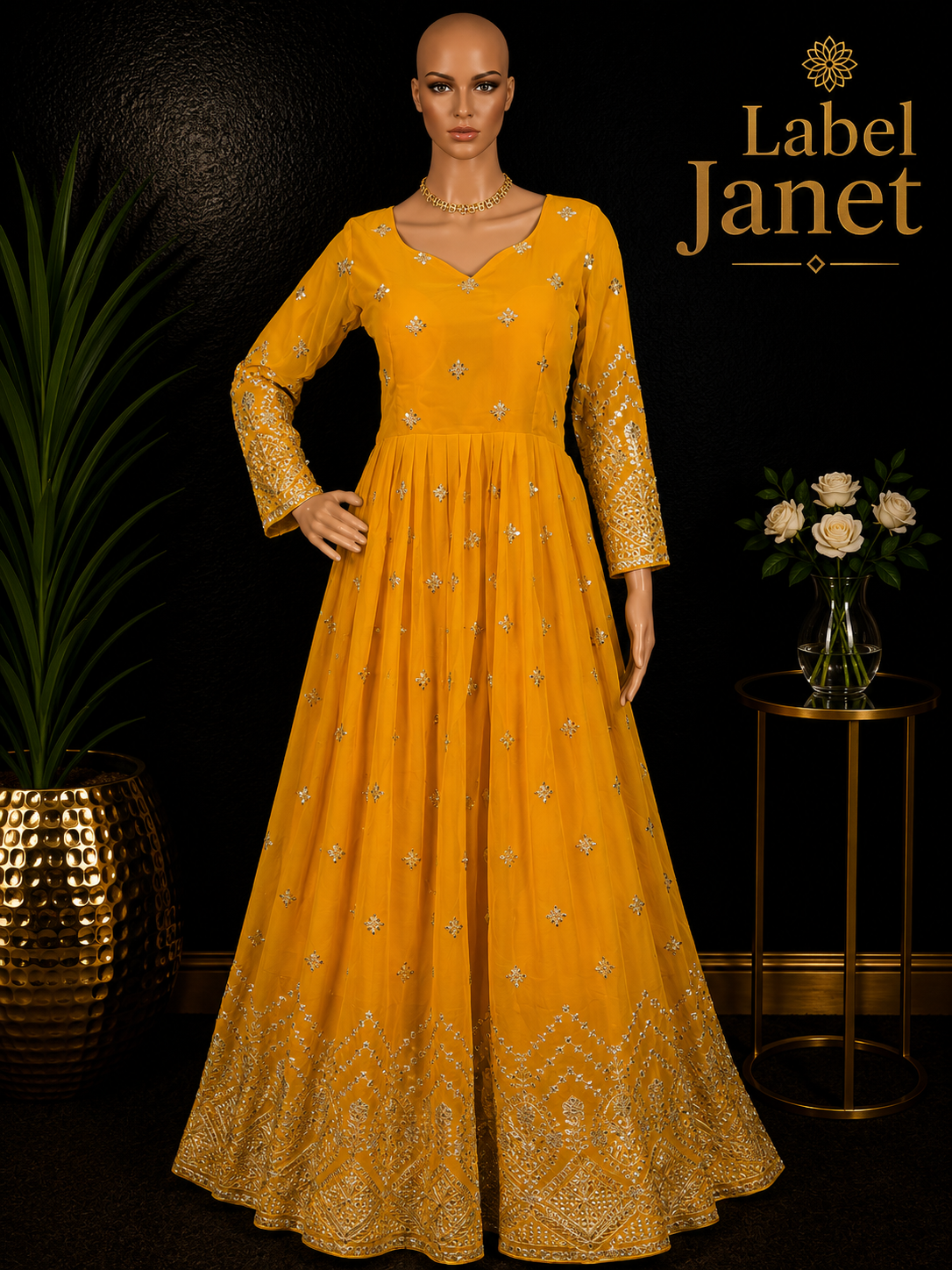 Sunshine - Yellow Anarkali Gown for Women (M up to L)