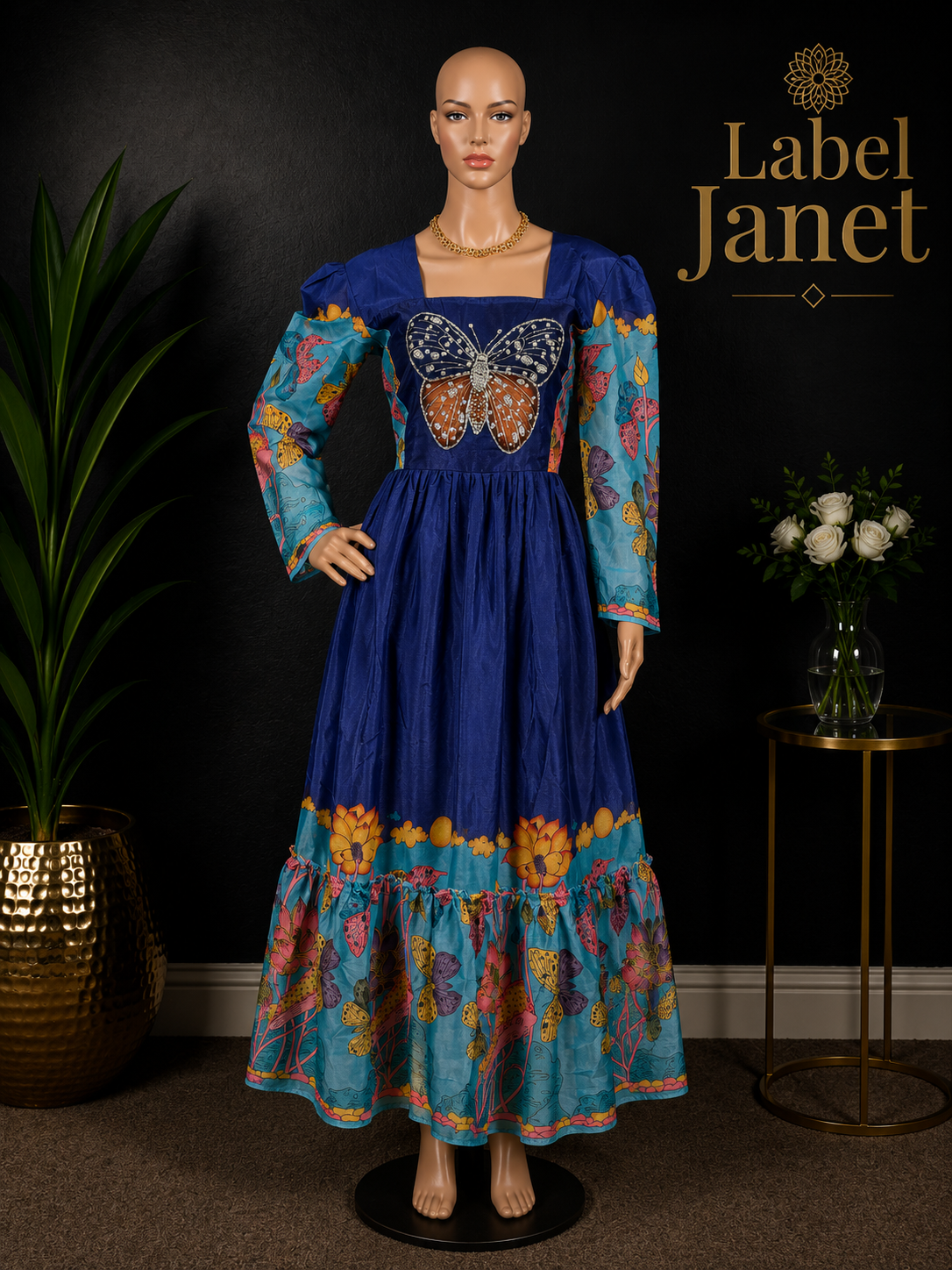 Blue Butterfly - Butterfly Maxi Dress for women (L up to XL)