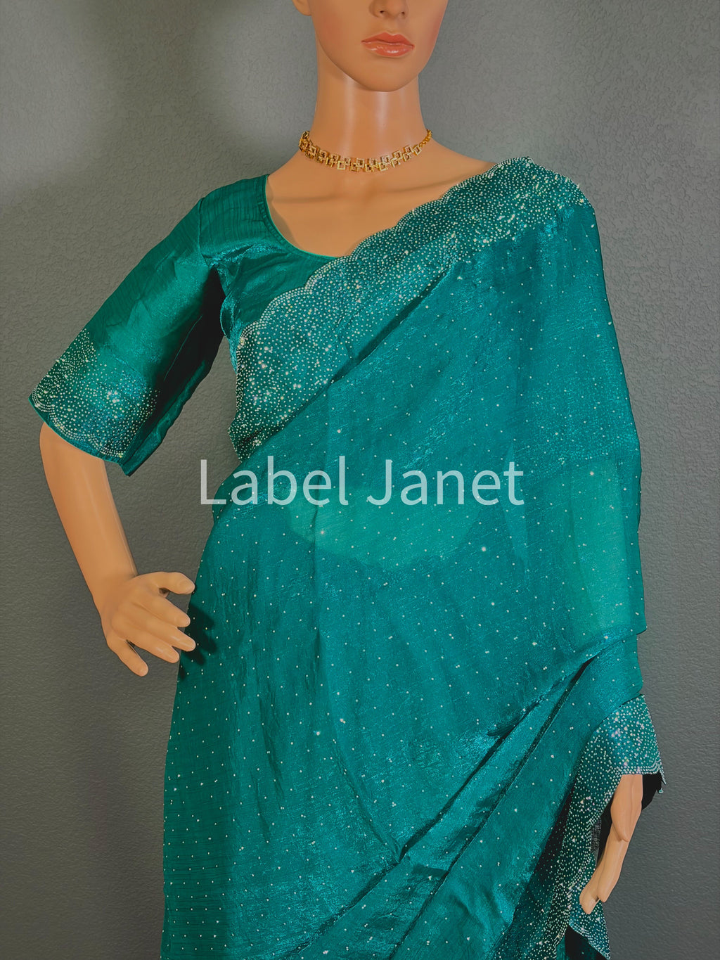 Emerald Dream Glow - Green space silk saree
