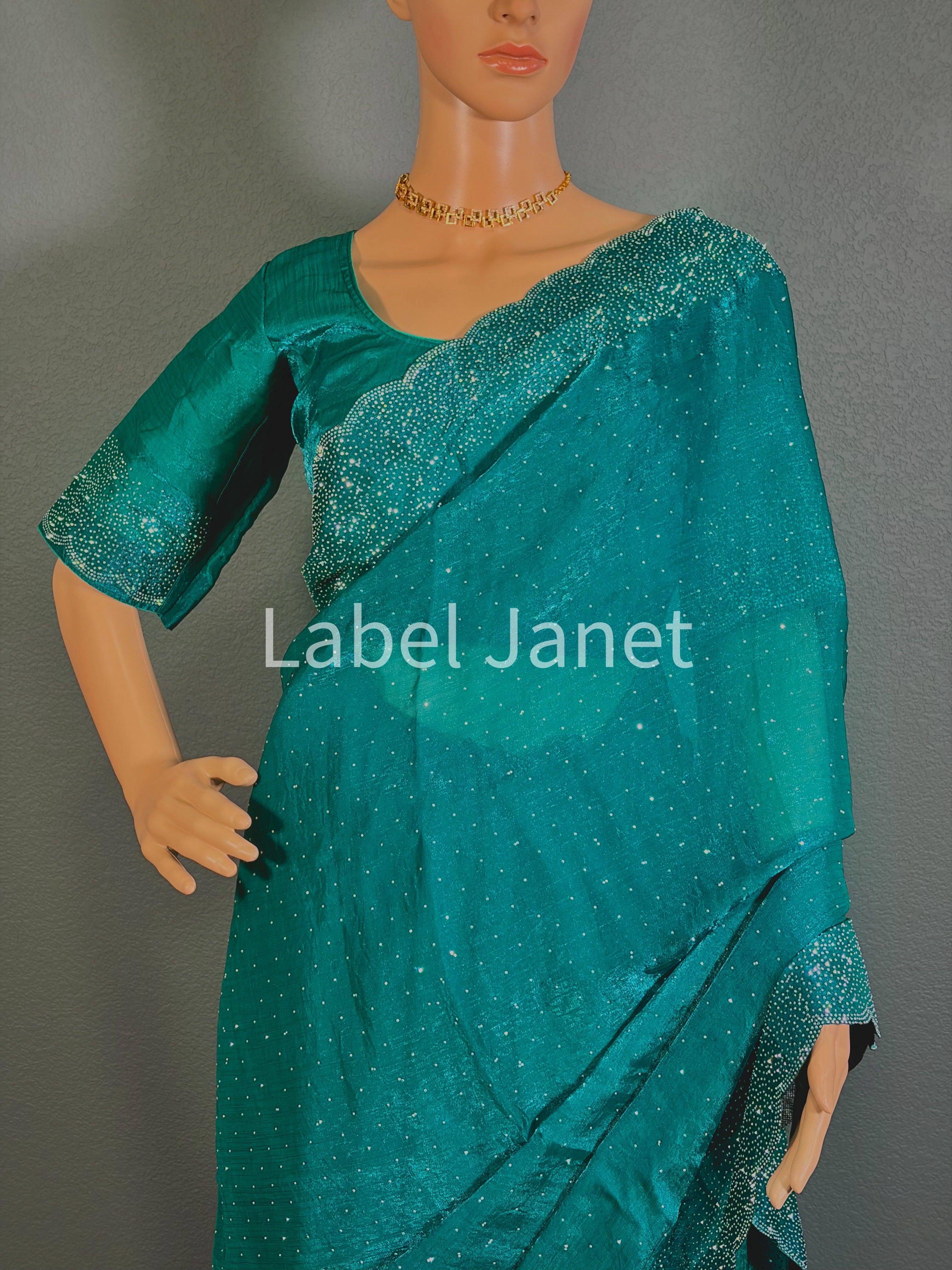 Emerald Dream Glow - Green space silk saree