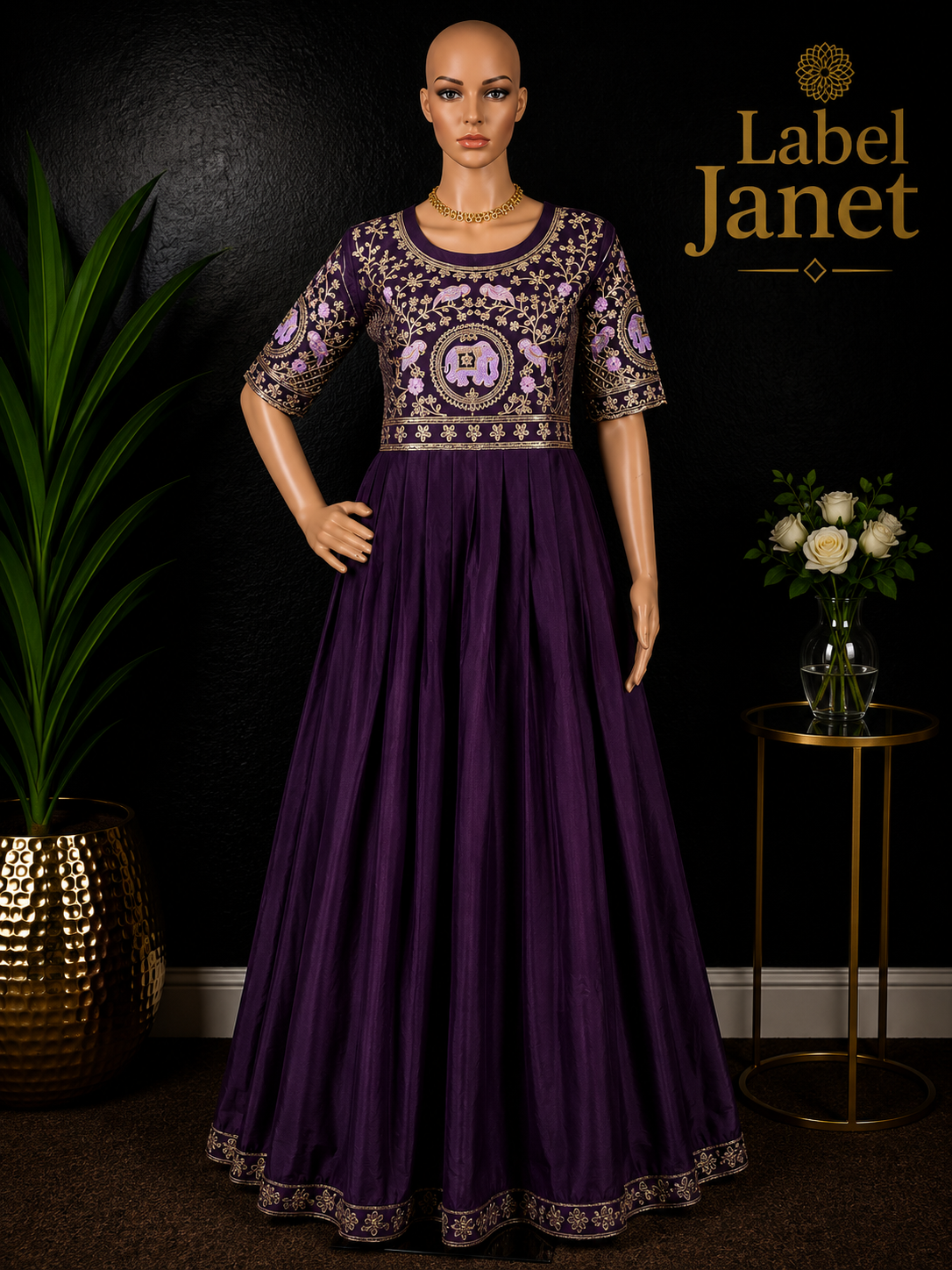 Violet Varnika - Purple Anarkali Gown with shawl for women (M up to L)