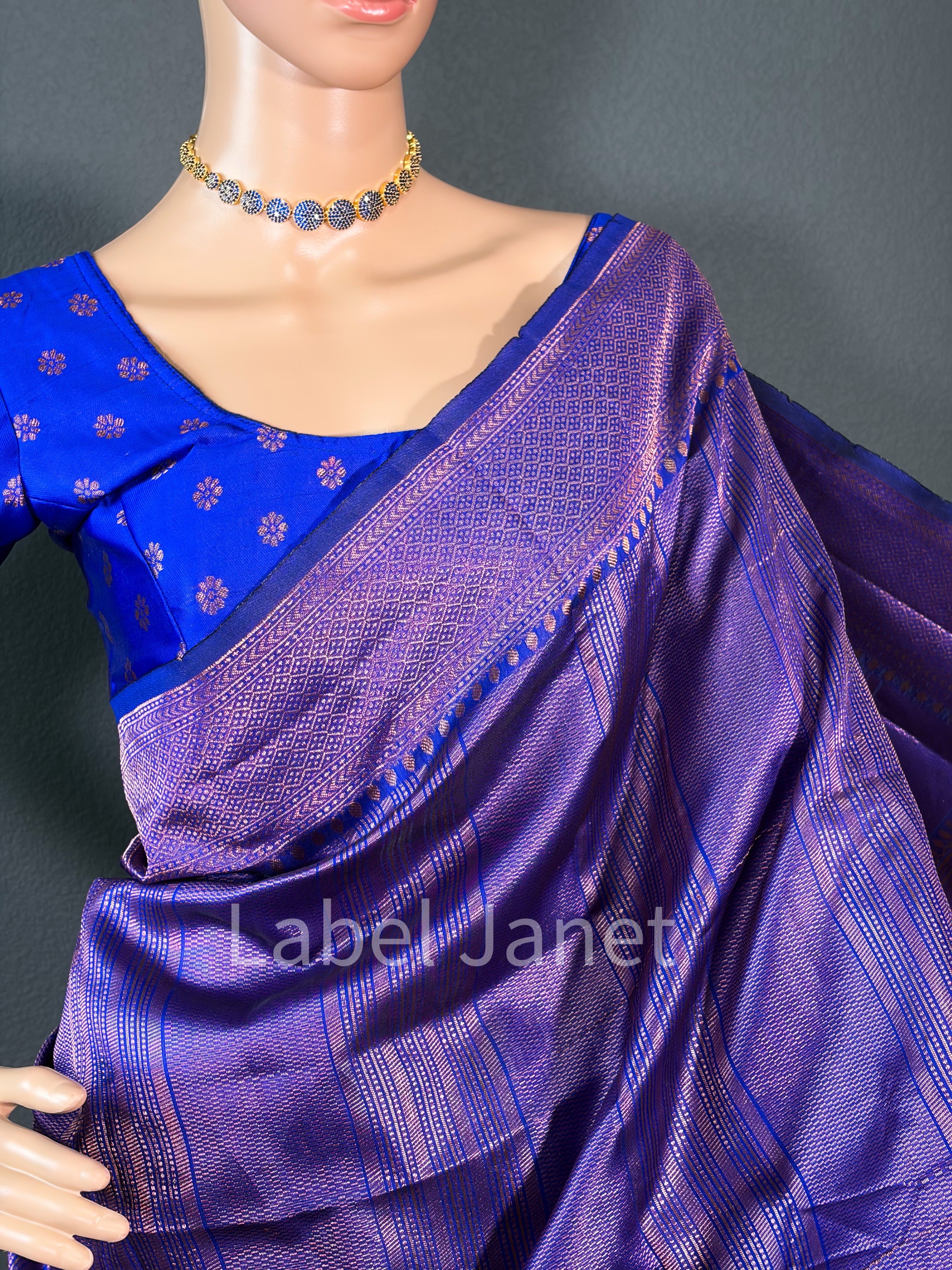 Kubera Soft Silk Saree with Stitched Blouse Alterable (36" - 42") | Easy wear | Traditional attire